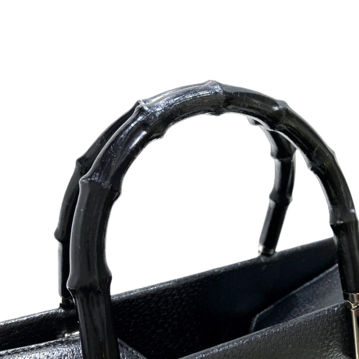 Gucci Black Bamboo Leather Handbag (Pre-Owned)