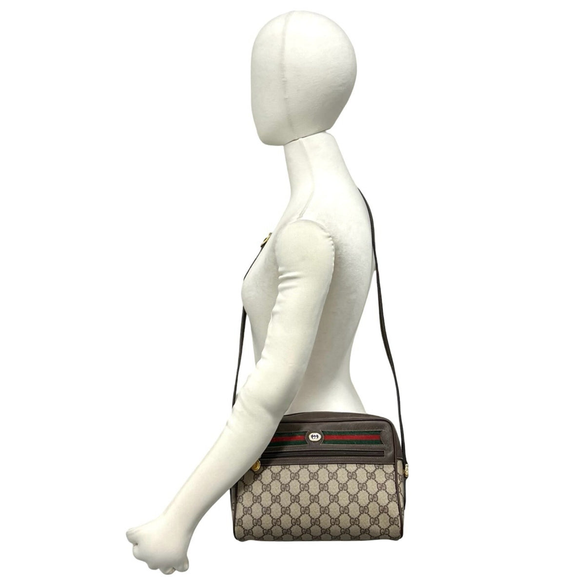 Gucci Brown Green Red Color Leather Pvc Pochette Shoulder Bag (Pre-Owned)
