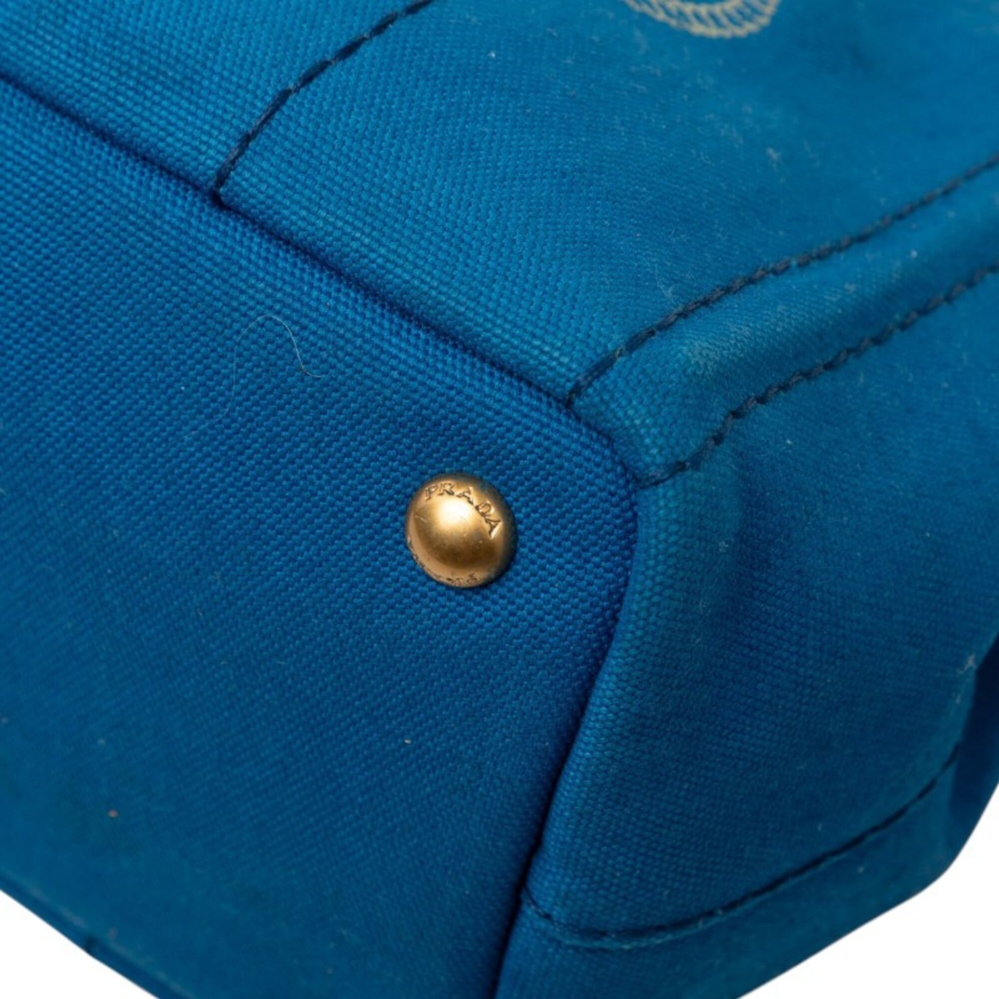 Prada Blue Canvas Handbag Shoulder Bag (Pre-Owned)