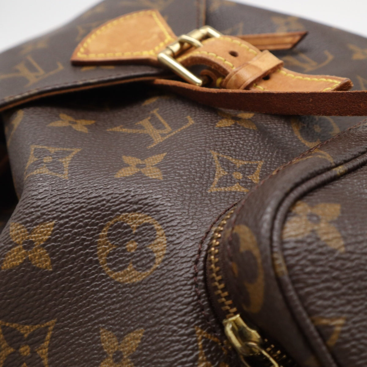Louis Vuitton Beige Brown Coated Canvas Leather Shoulder Bag (Pre-Owned)