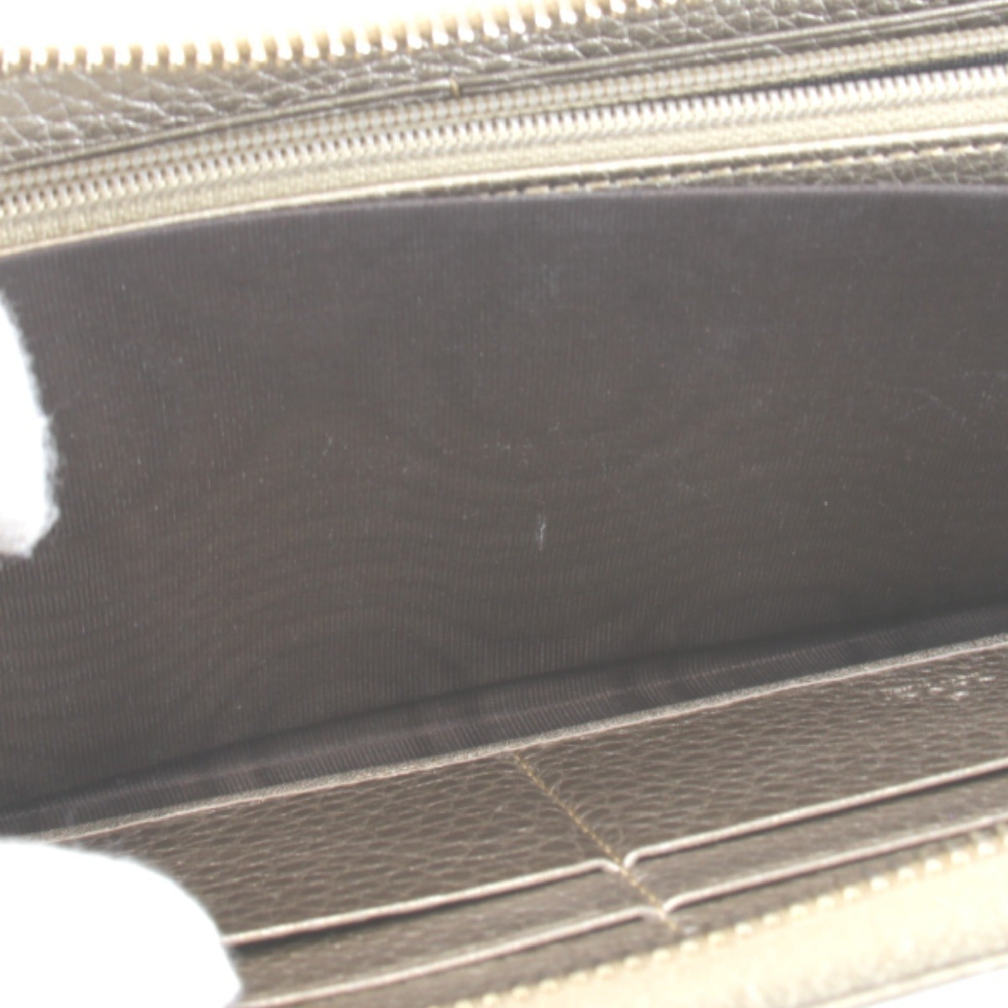 Gucci Gold White Leather Long Wallet (Bi-Fold) (Pre-Owned)