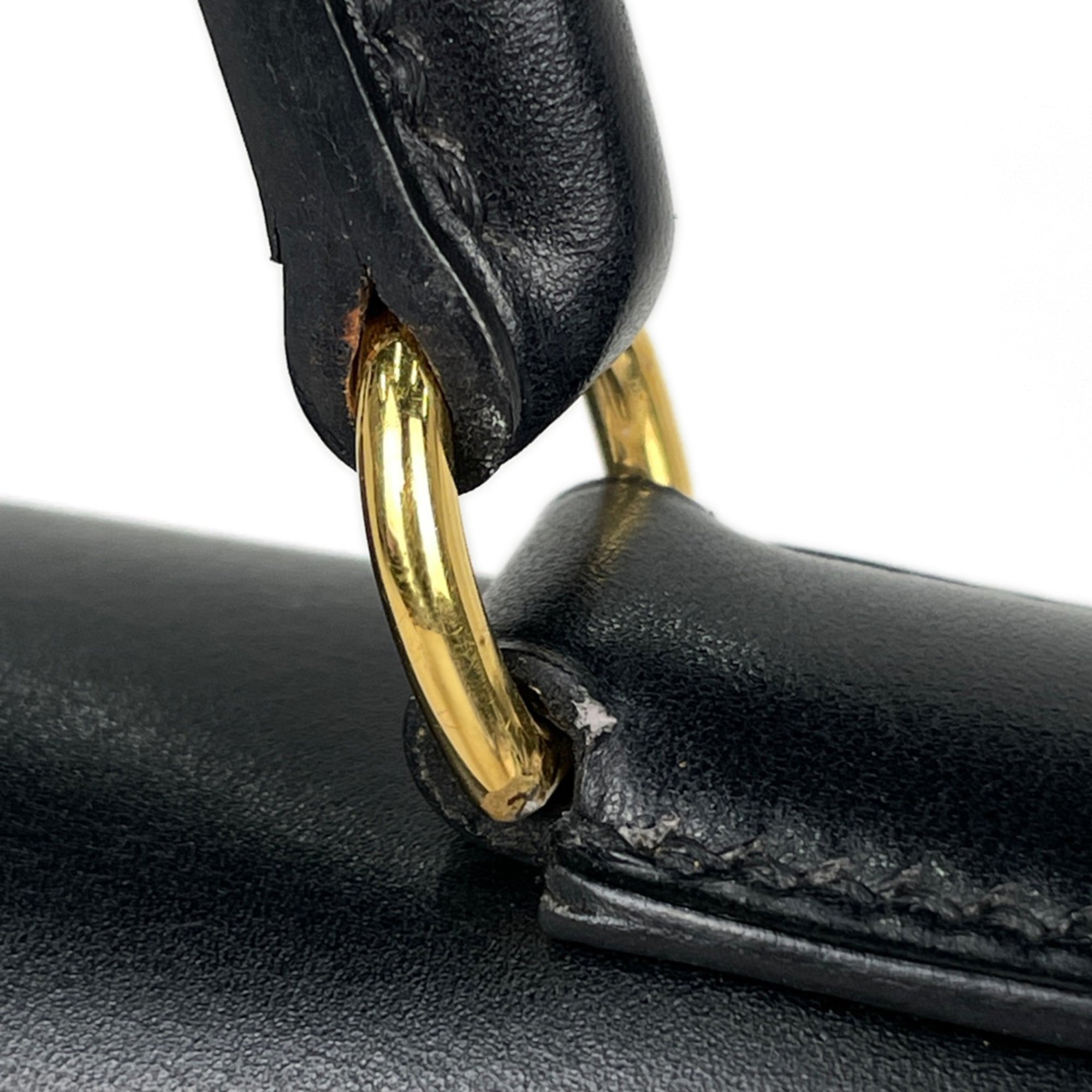 Hermes Black Box Calf Leather Handbag (Pre-Owned)