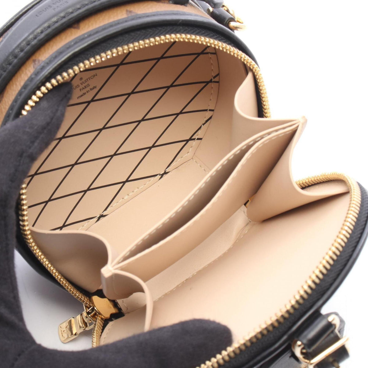 Louis Vuitton Black Brown Monogram Reverse Pvc Coated Canvas Leather Handbag (Pre-Owned)