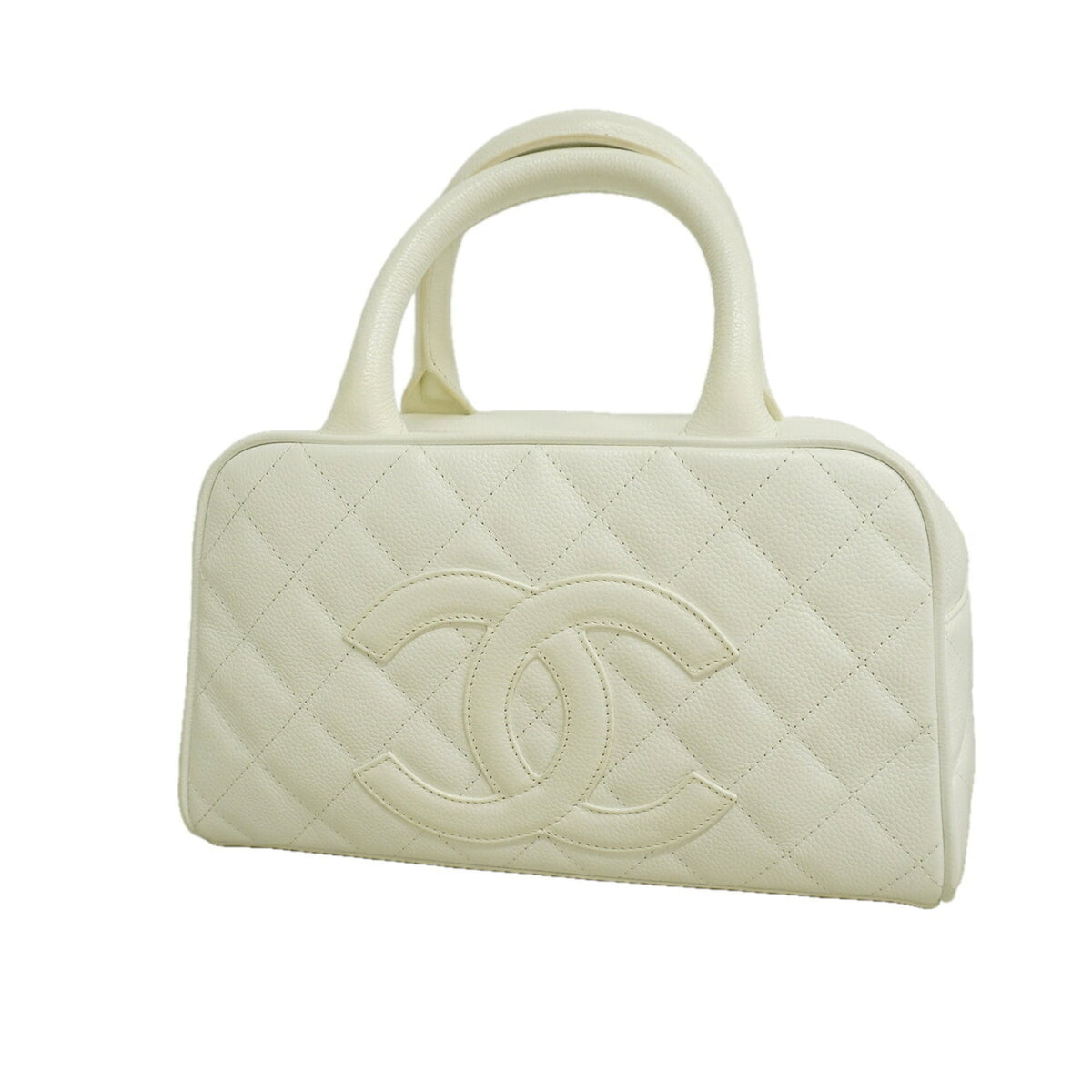 Chanel White Grained Calfskin Handbag (Pre-Owned)