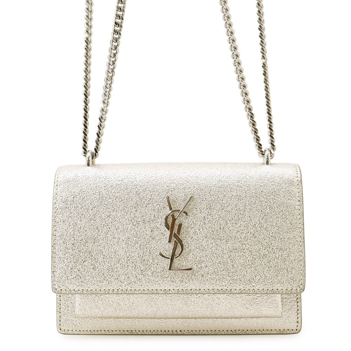 Yves Saint Laurent Champagne Gold Leather Chain/Shoulder Wallet (Pre-Owned)