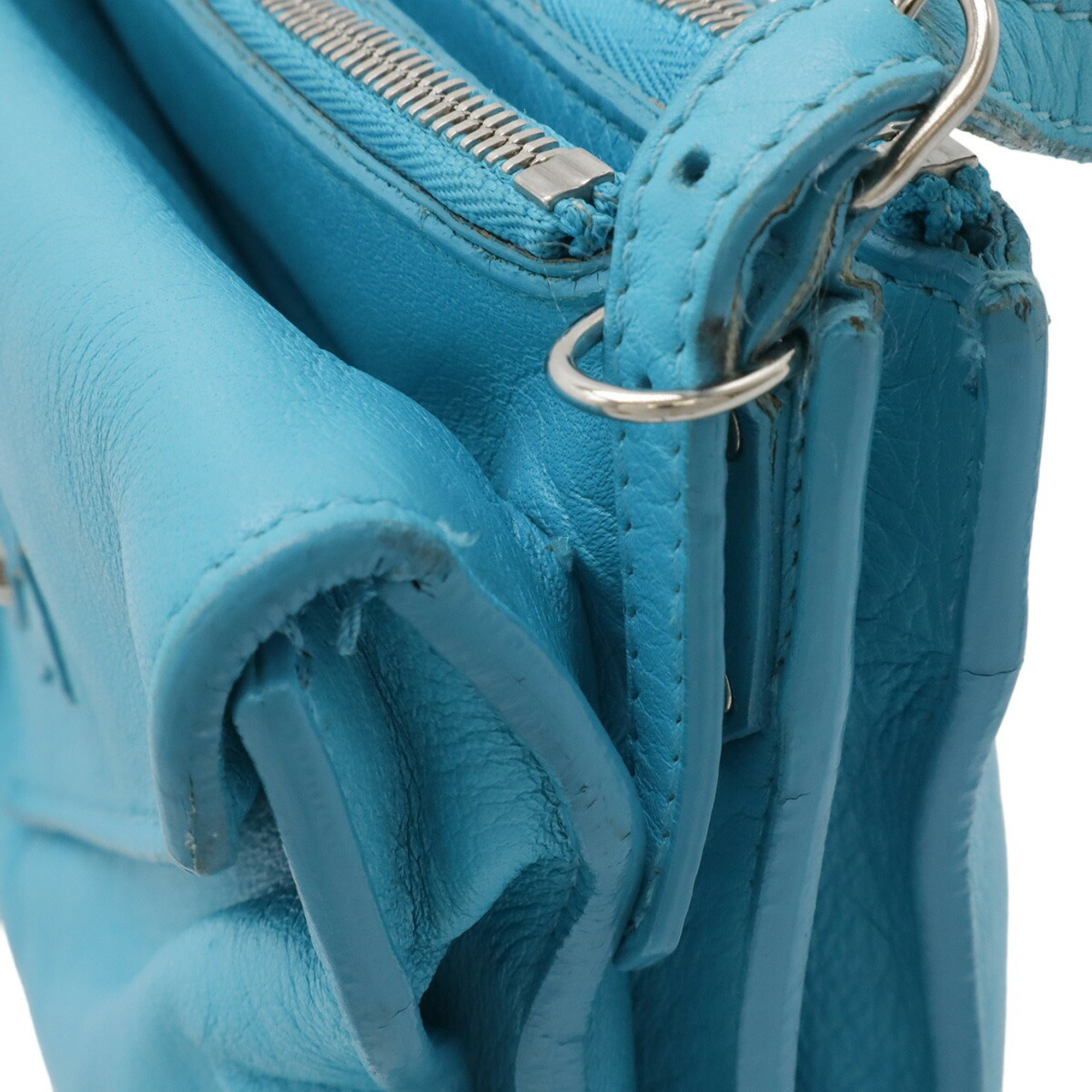 Balenciaga Paper Turquoise Leather Clutch Bag Pochette Shoulder Bag (Pre-Owned)