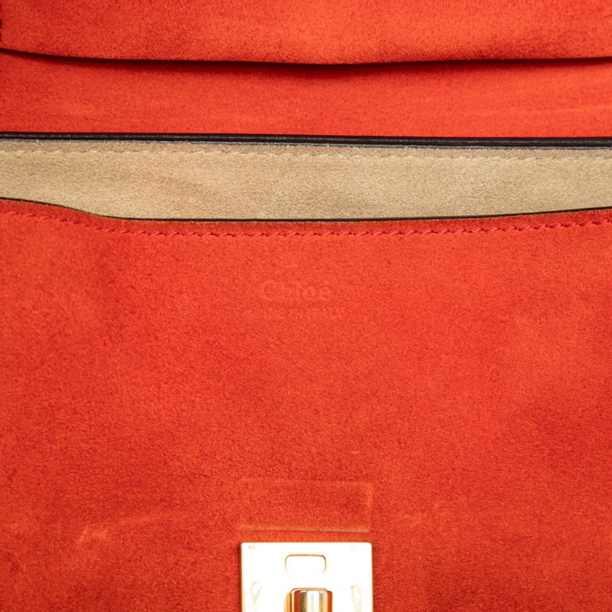Chloé Drew Black Red Color Leather Suede Shoulder Bag (Pre-Owned)
