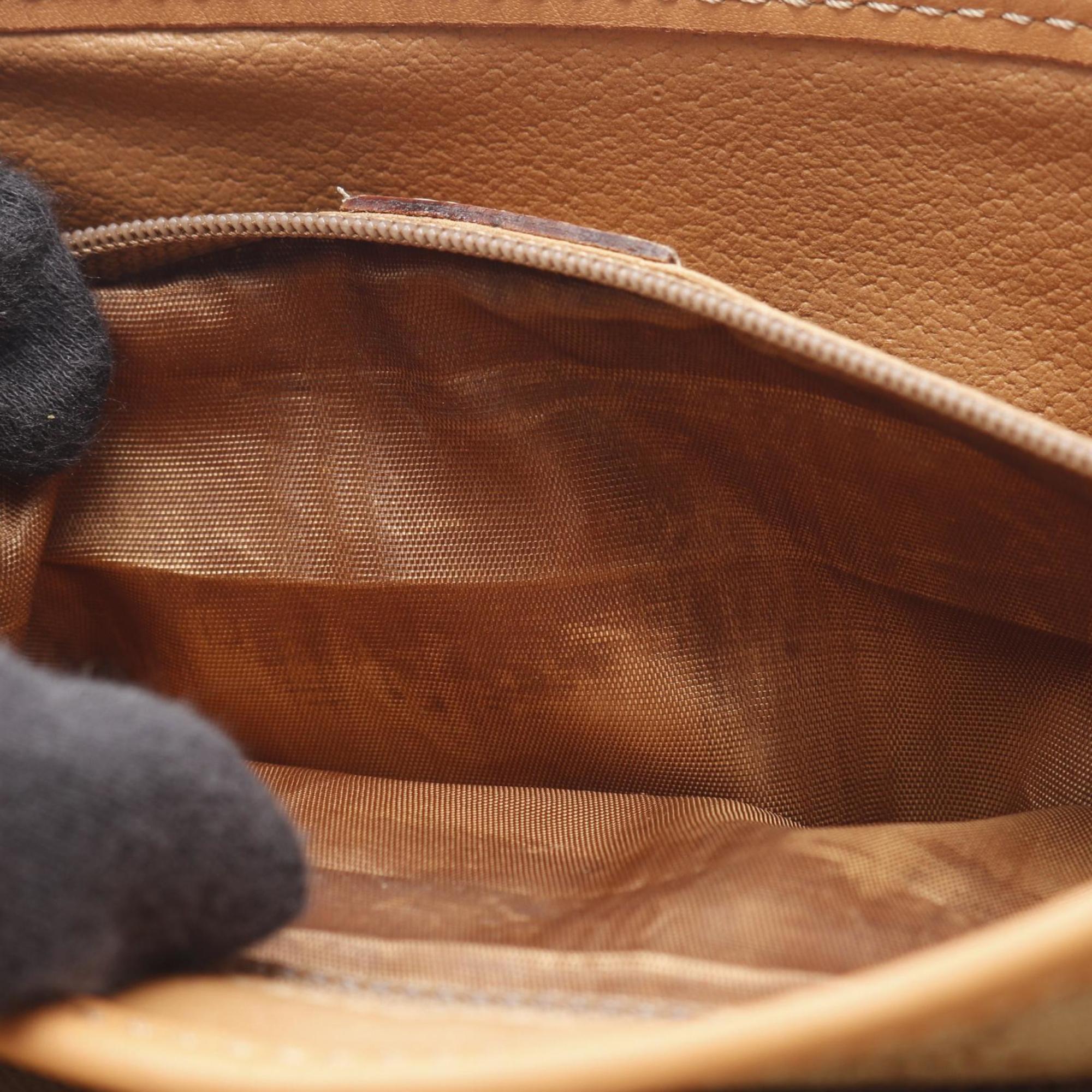 Celine Beige Brown Coated Canvas Shoulder Bag (Pre-Owned)