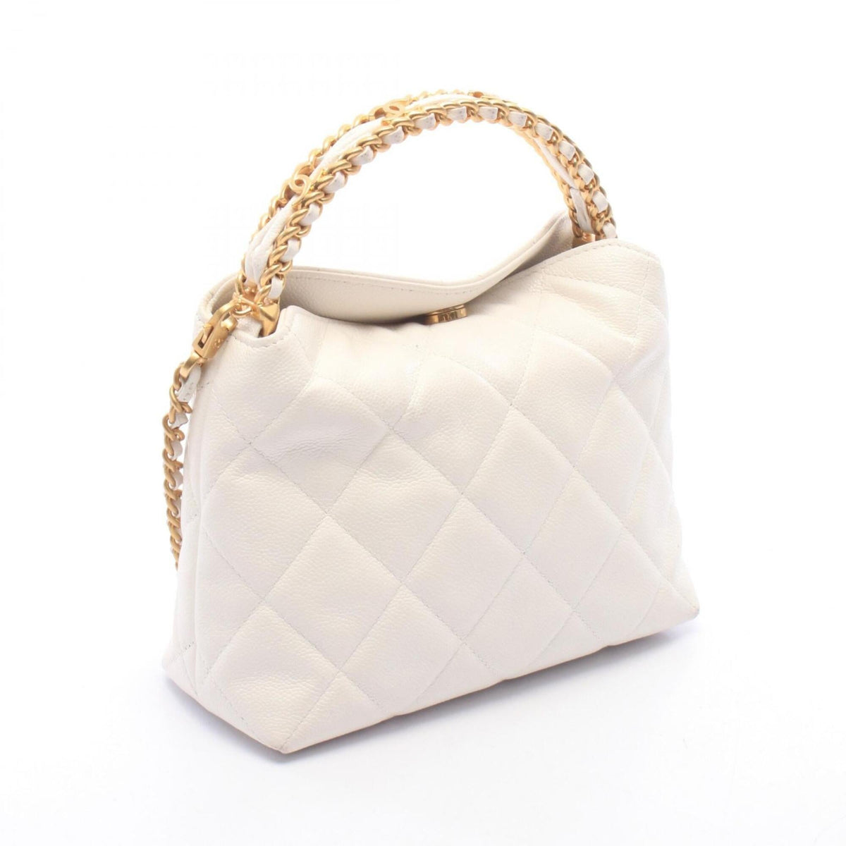 Chanel White Grained Calfskin Handbag (Pre-Owned)