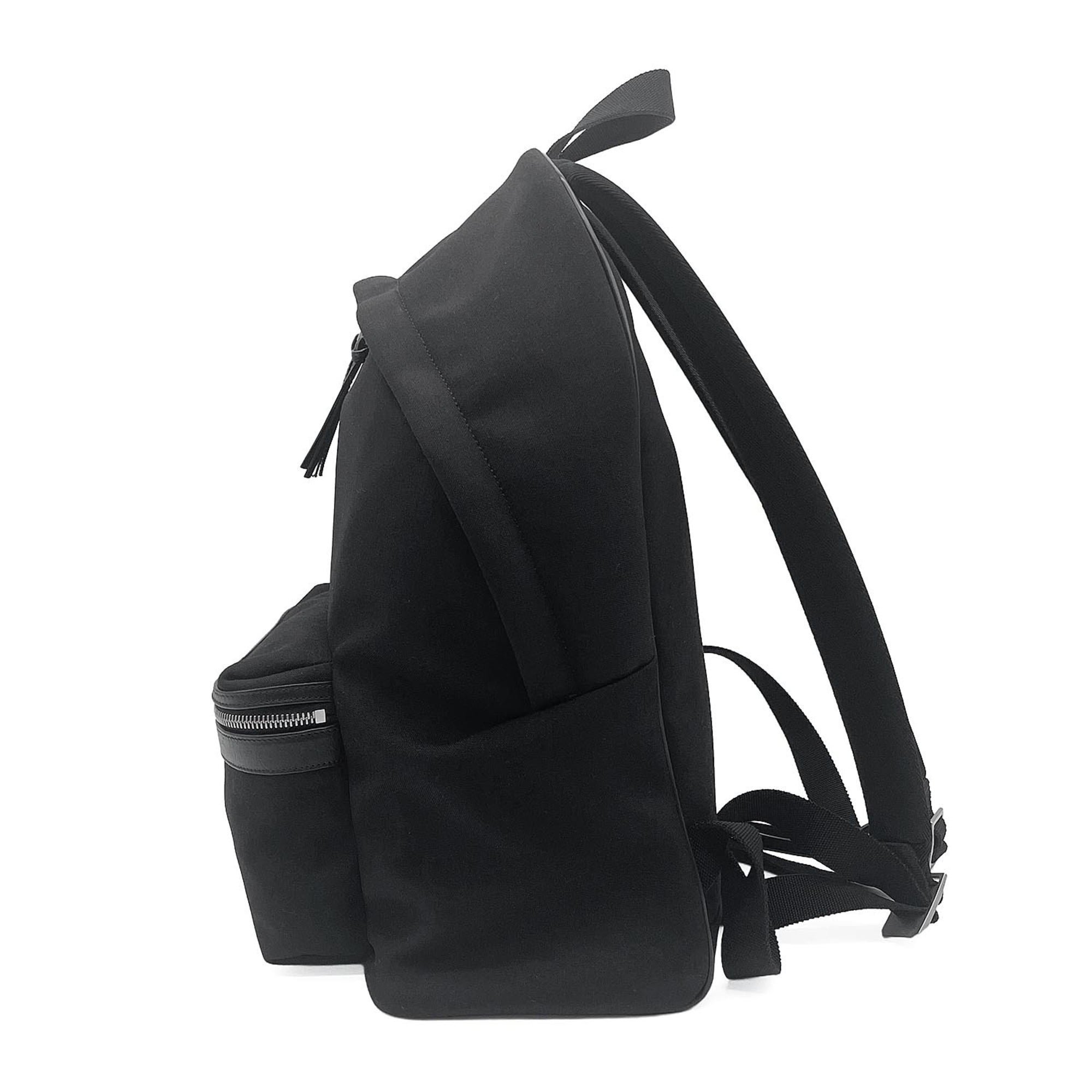 Yves Saint Laurent Black Canvas Leather Backpack (Pre-Owned)