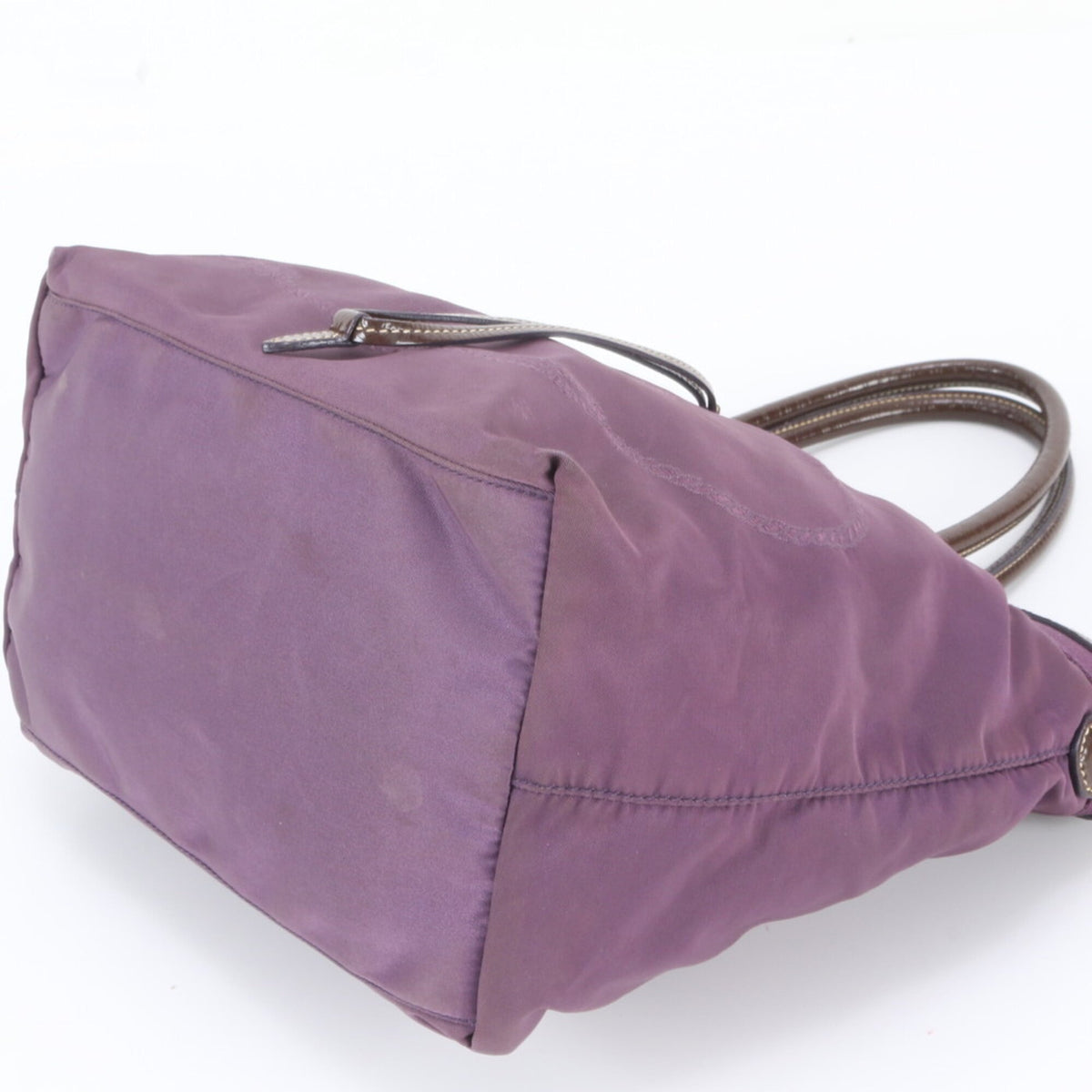 Prada Purple Leather Nylon Shoulder Bag Tote Bag (Pre-Owned)