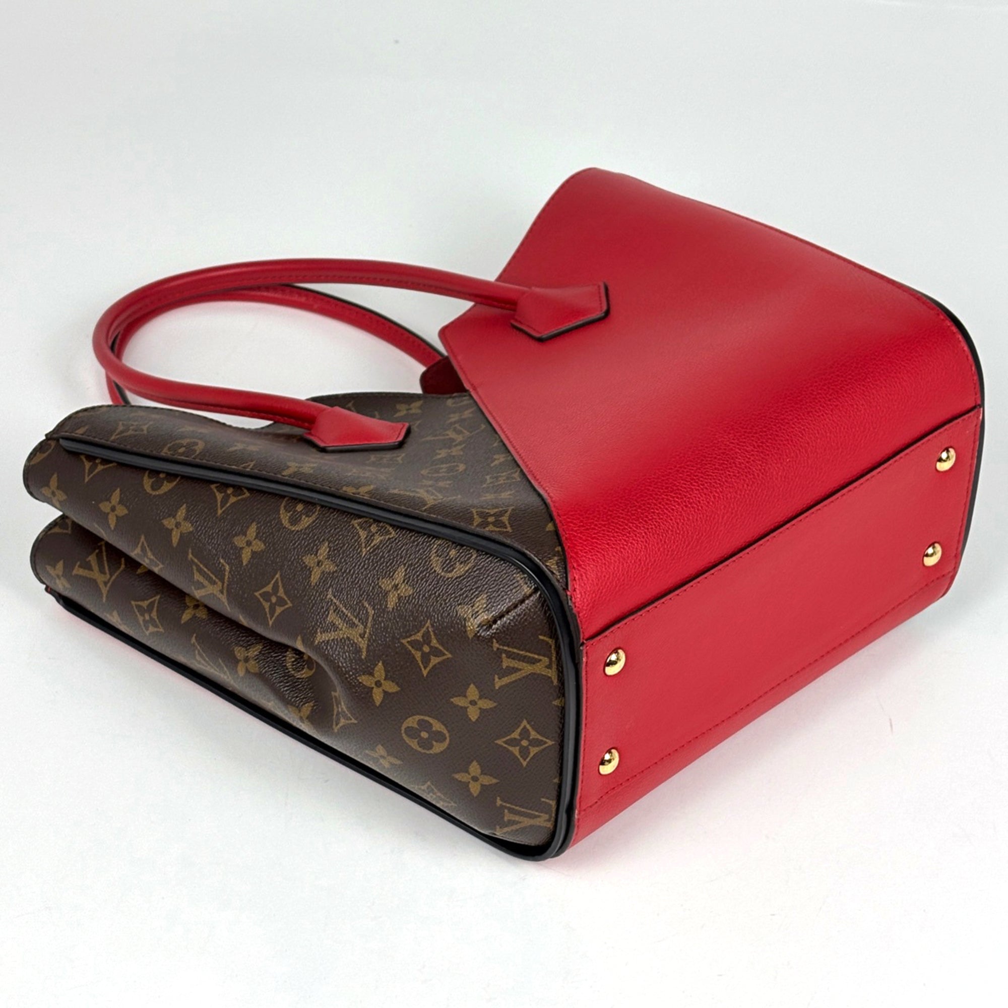 Louis Vuitton Cerise Red Brown Monogram Handbag Tote Bag (Pre-Owned)