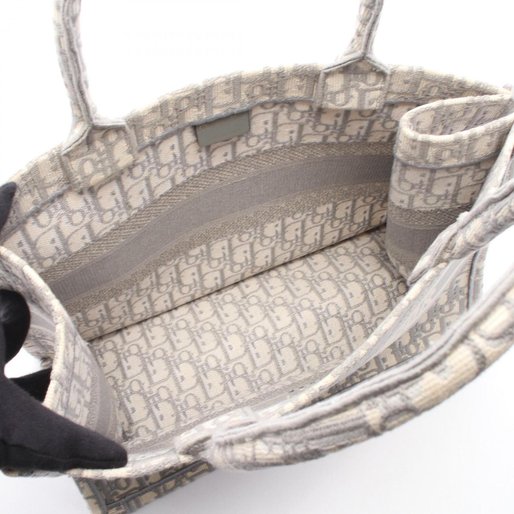 Christian Dior Gray White Canvas Handbag Tote Bag (Pre-Owned)