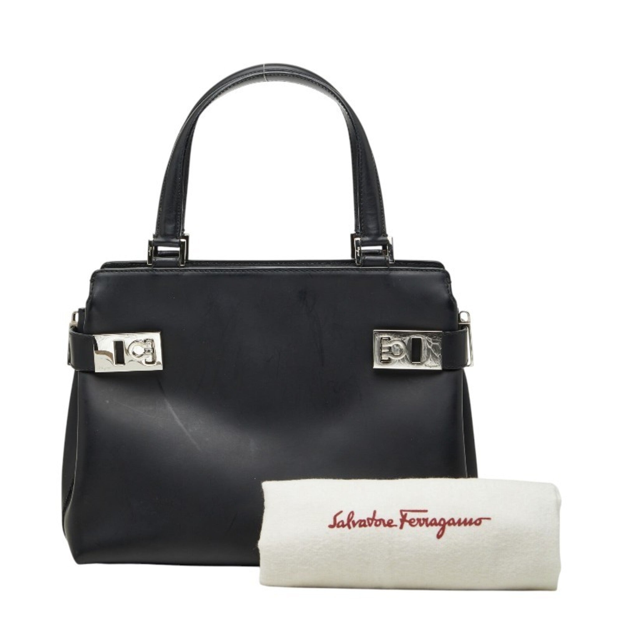 Salvatore Ferragamo Black Leather Handbag (Pre-Owned)