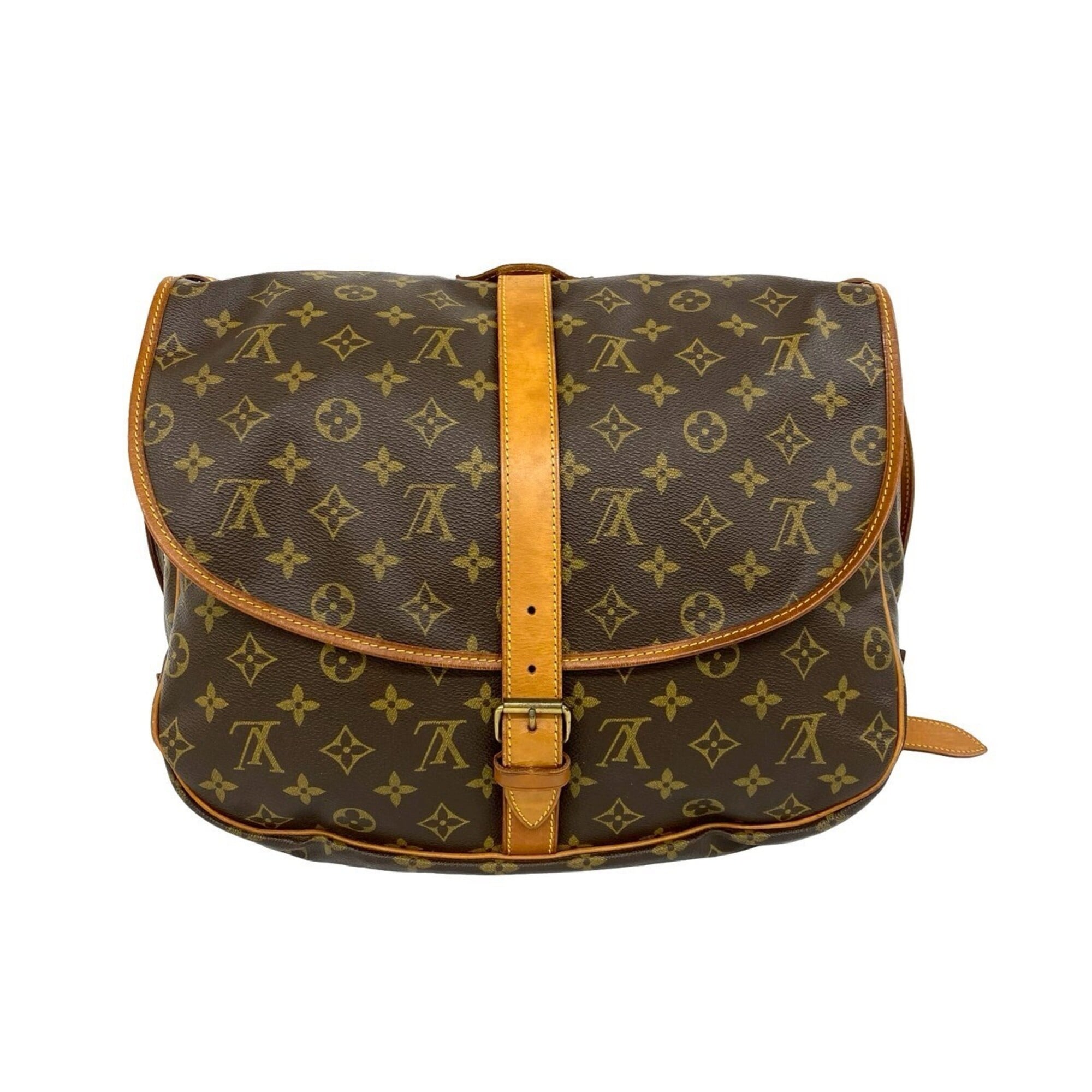 Louis Vuitton Brown Leather Pvc Shoulder Bag Sling Bag (Pre-Owned)