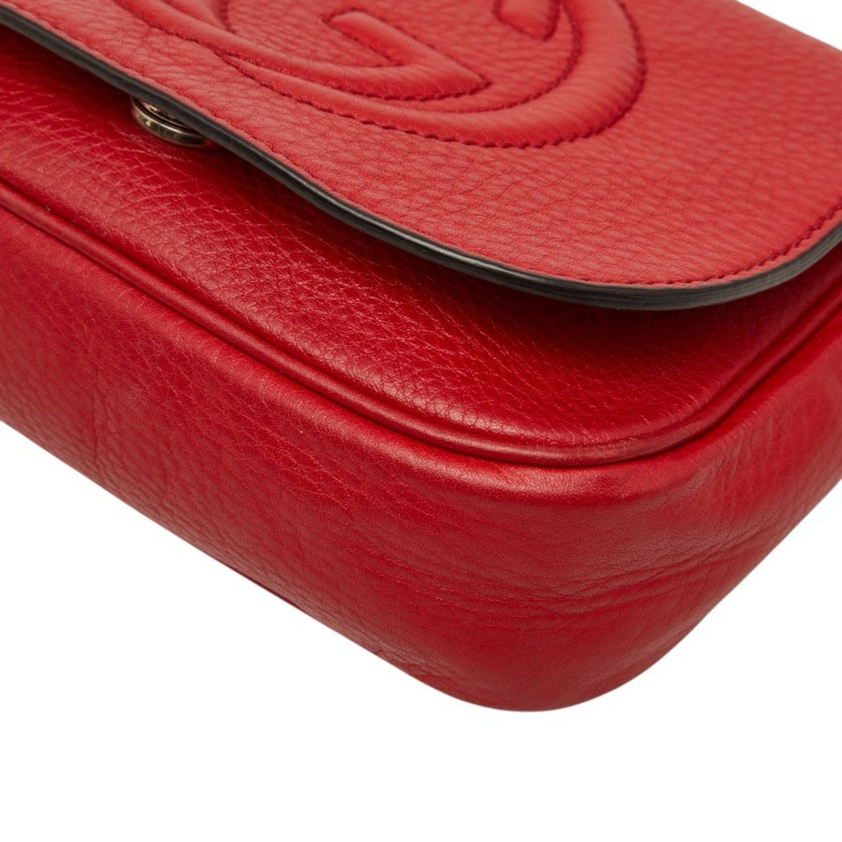 Gucci Red Color Leather Shoulder Bag (Pre-Owned)