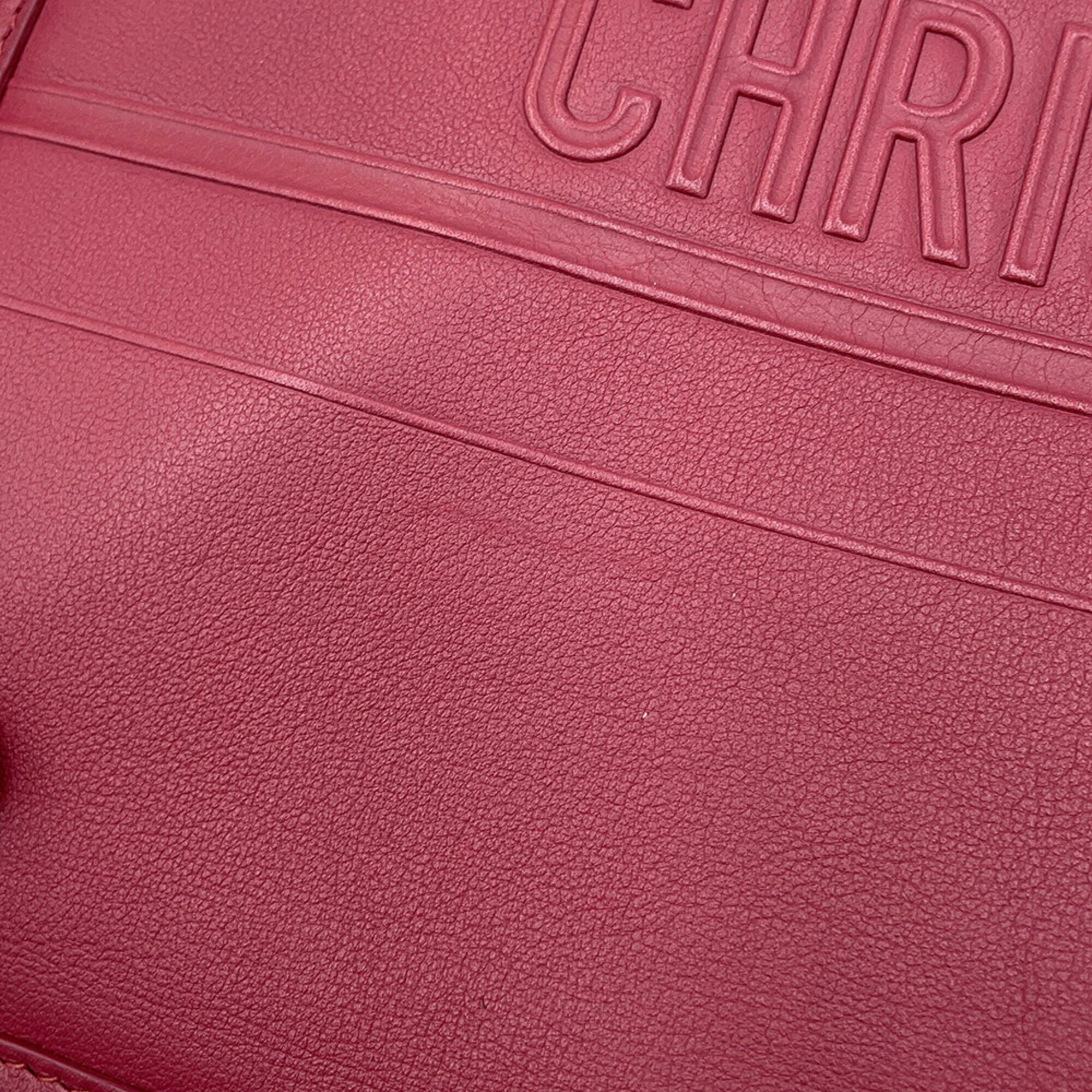 Christian Dior Wine Leather Handbag Tote Bag (Pre-Owned)