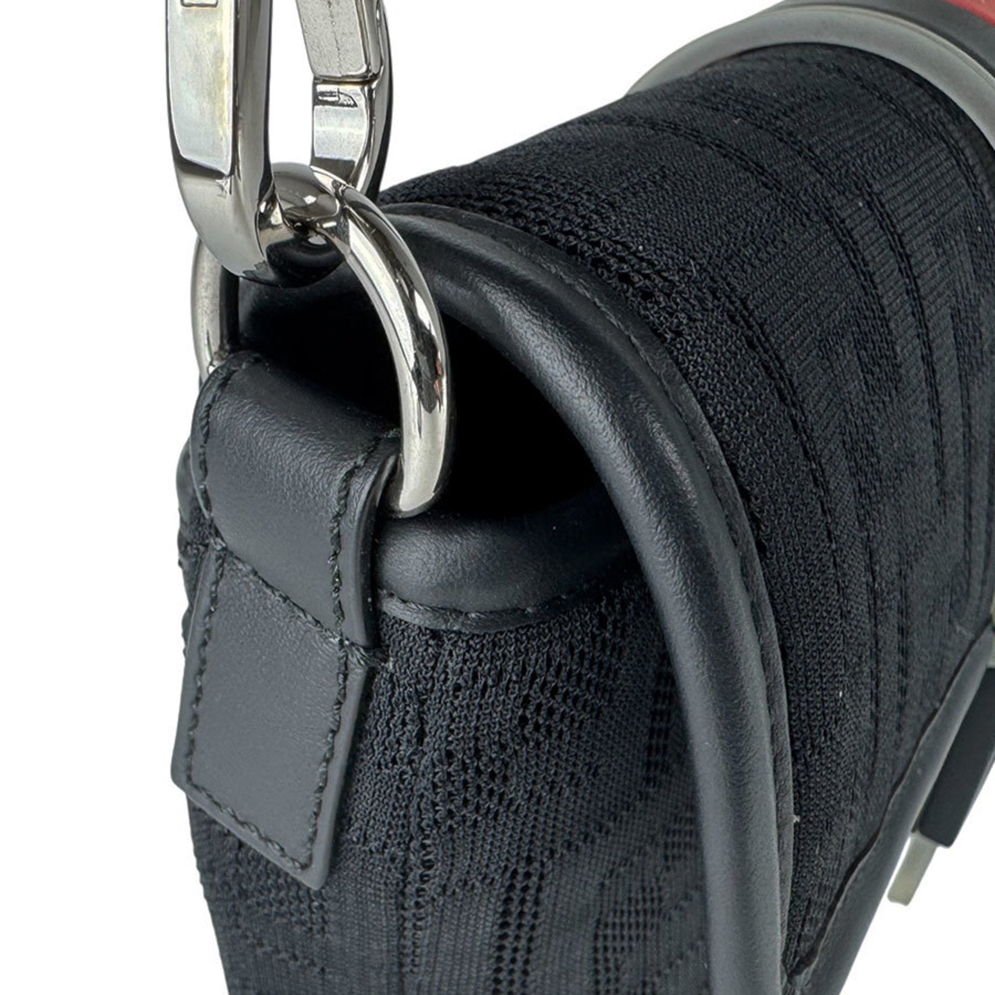 Fendi Black Red Color Fabric Rubber Shoulder Bag (Pre-Owned)