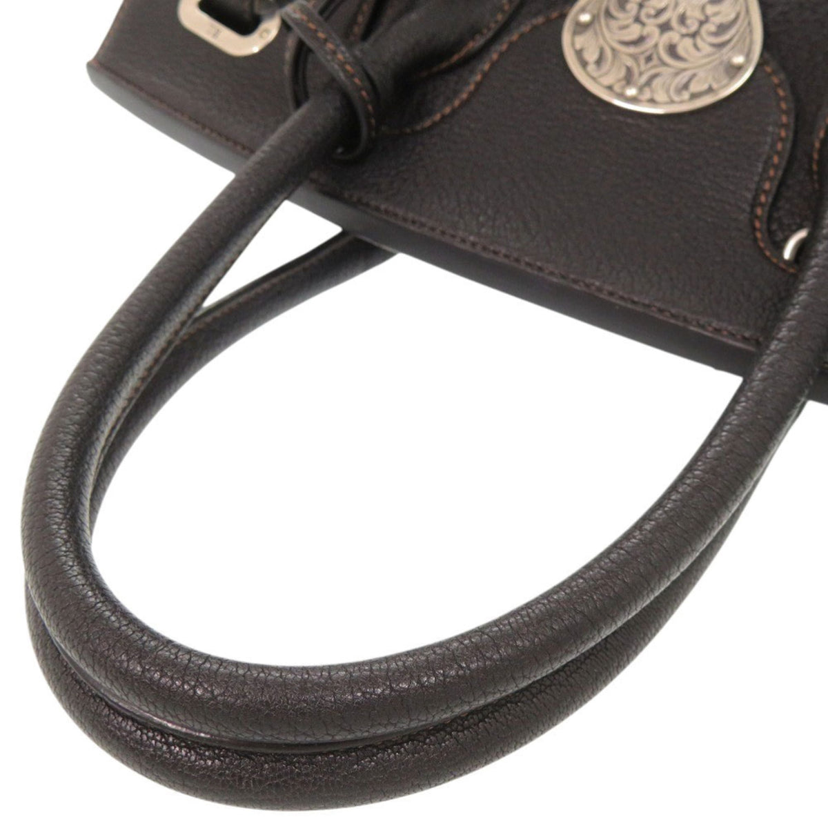 Ralph Lauren Ricky Black Brown Leather Handbag Shoulder Bag (Pre-Owned)