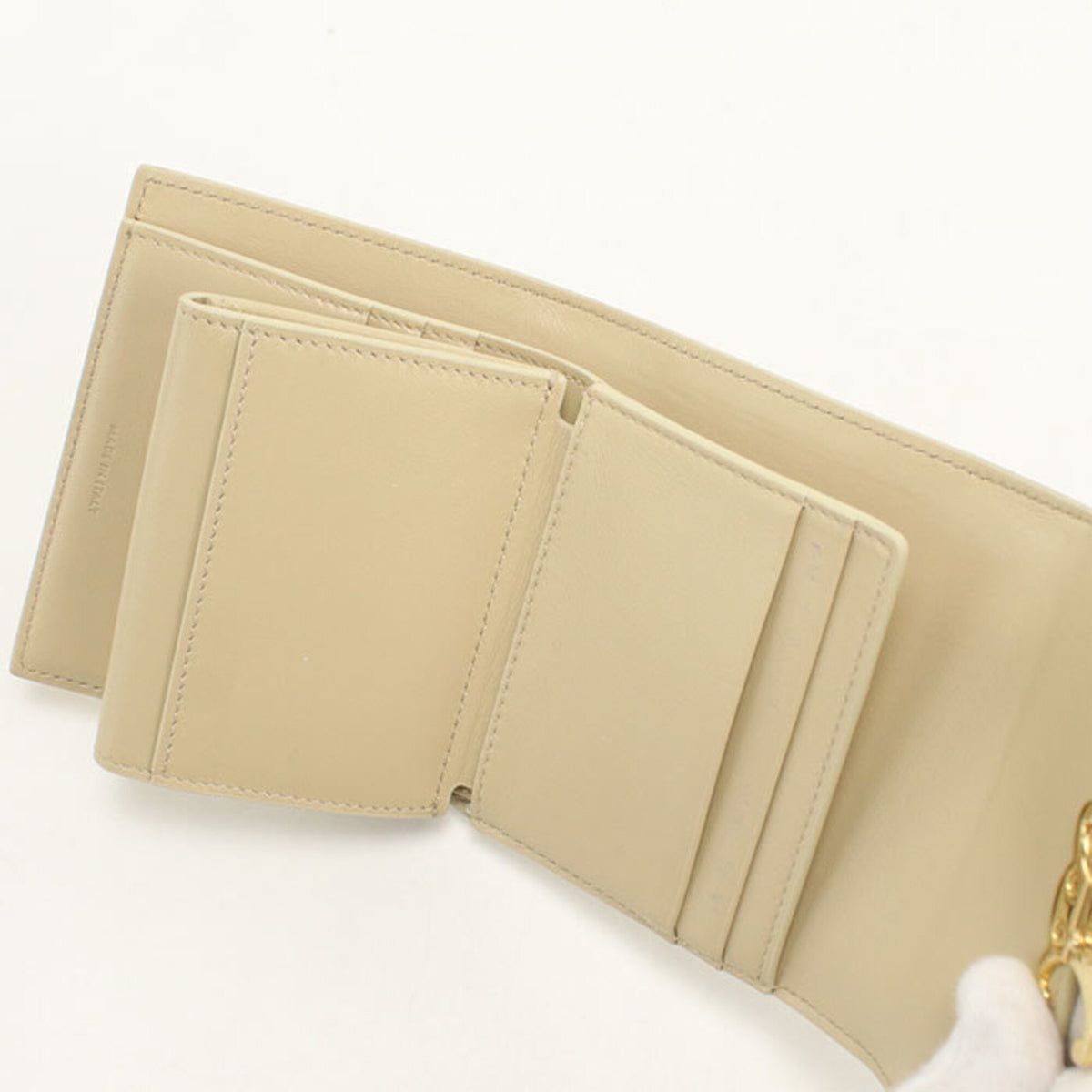 Celine Beige Leather Wallet (Tri-Fold) (Pre-Owned)