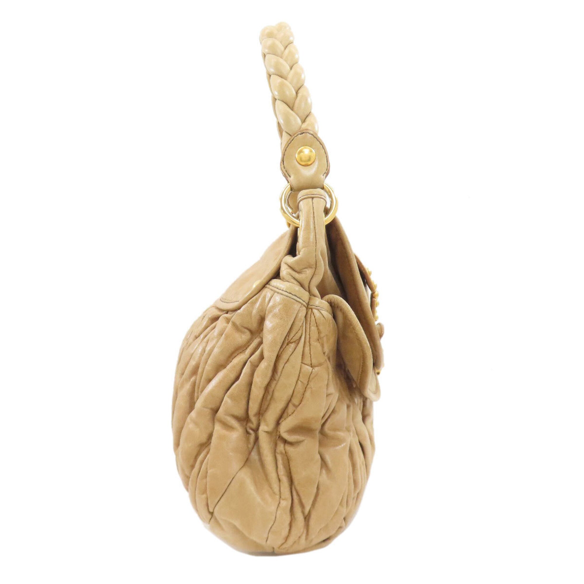Miu Miu Beige Leather Tote Bag (Pre-Owned)