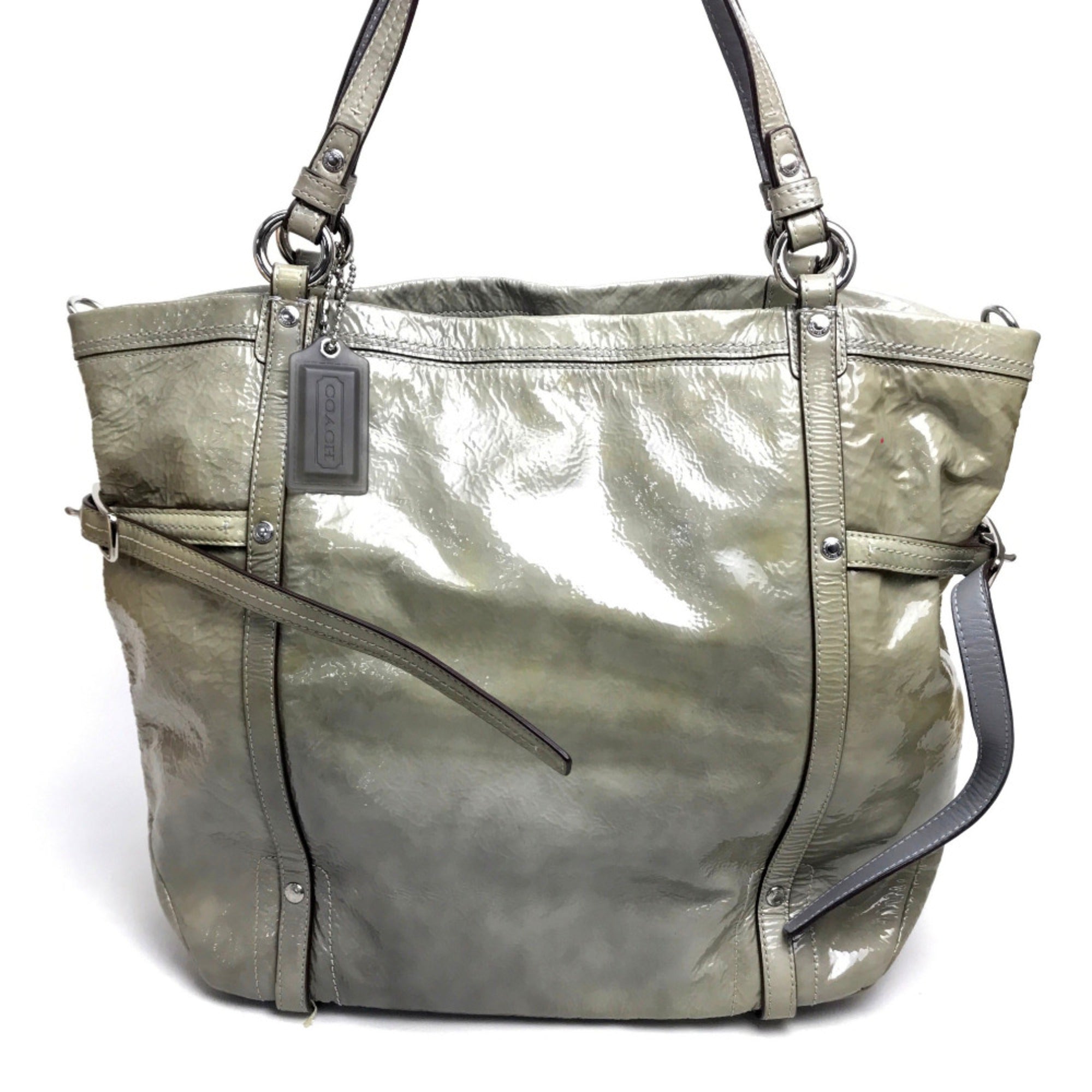 Coach Gray Leather Shoulder Bag (Pre-Owned)