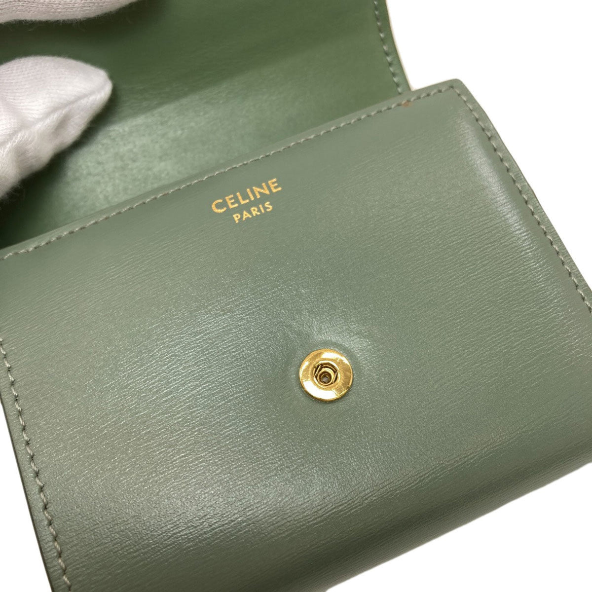 Celine Green Leather Wallet (Bi-Fold) (Pre-Owned)
