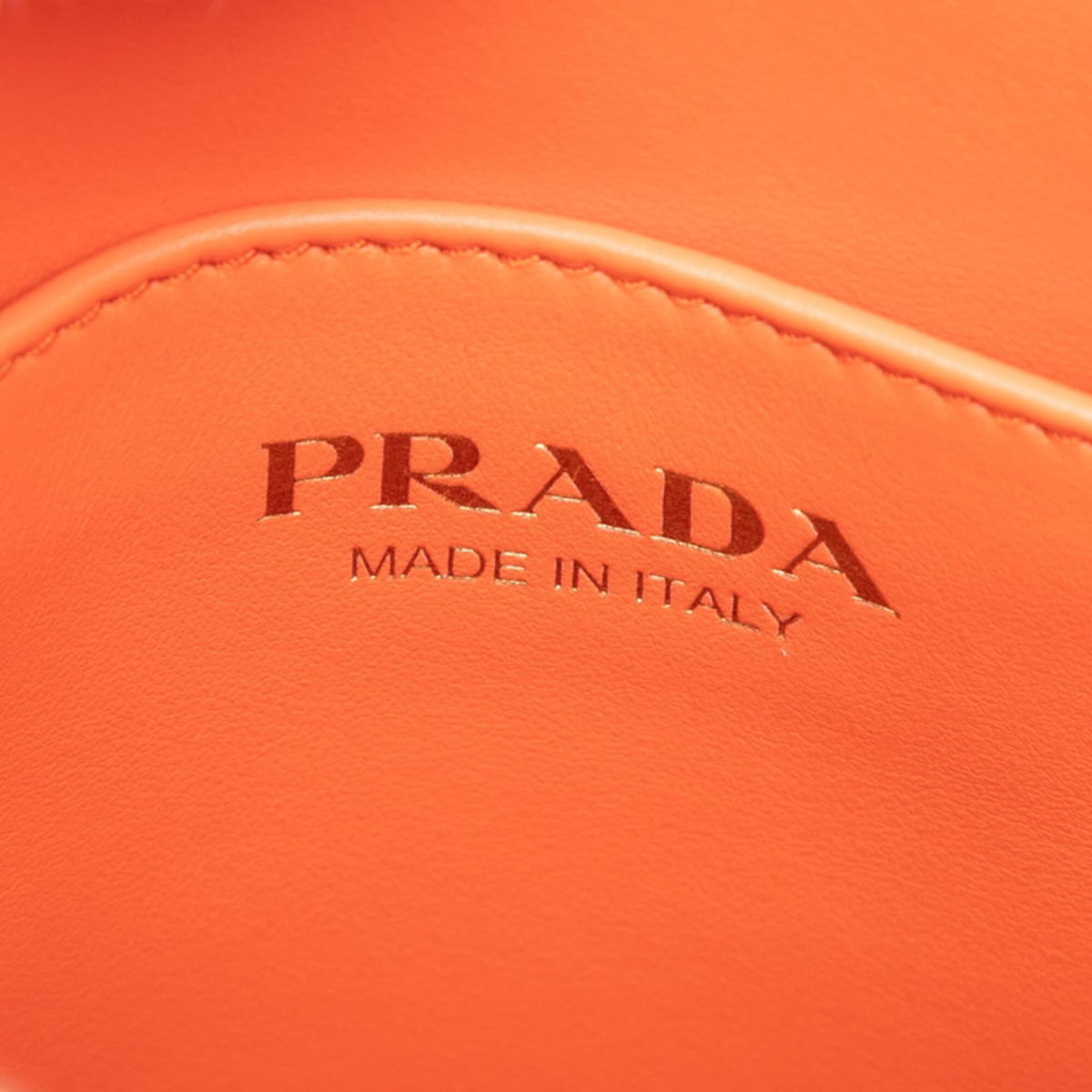 Prada Orange White Canvas Leather Handbag Shoulder Bag (Pre-Owned)