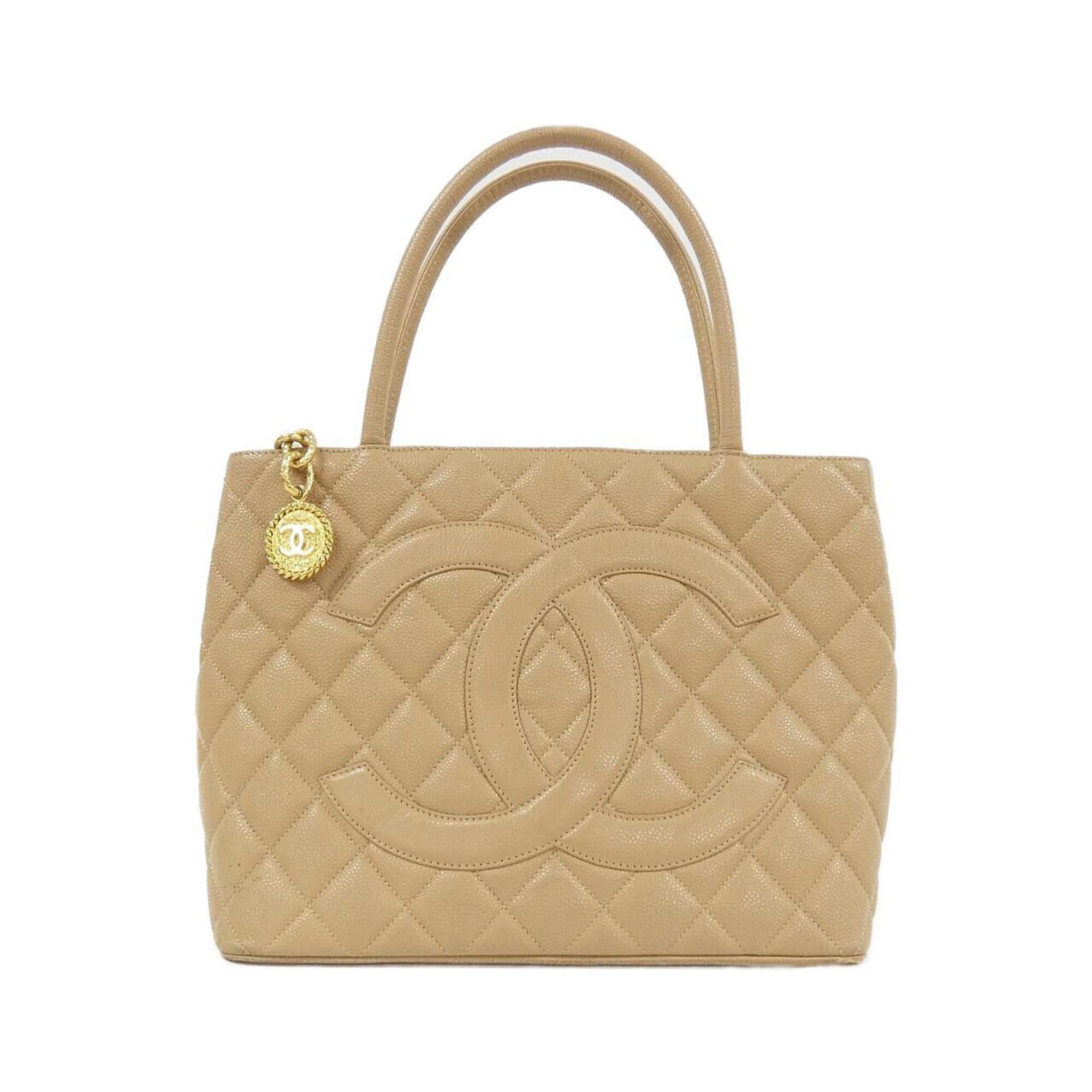 Chanel Beige Grained Calfskin Handbag (Pre-Owned)