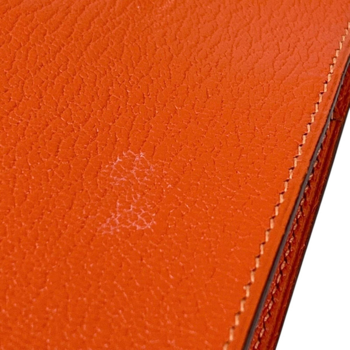 Hermes Orange Chevre Myzore Leather Pouch (Pre-Owned)