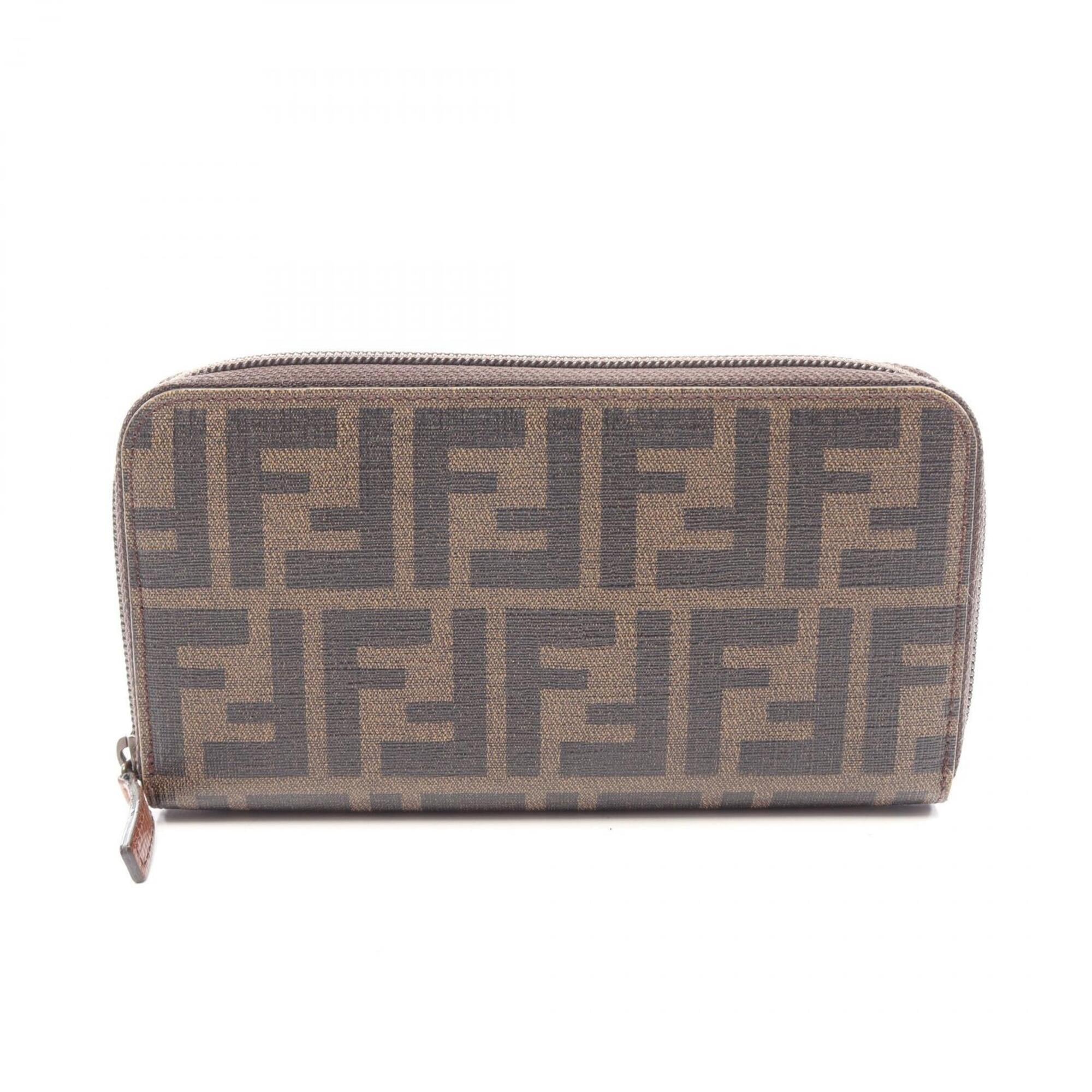 Fendi Black Brown Leather Pvc Long Wallet (Bi-Fold) (Pre-Owned)