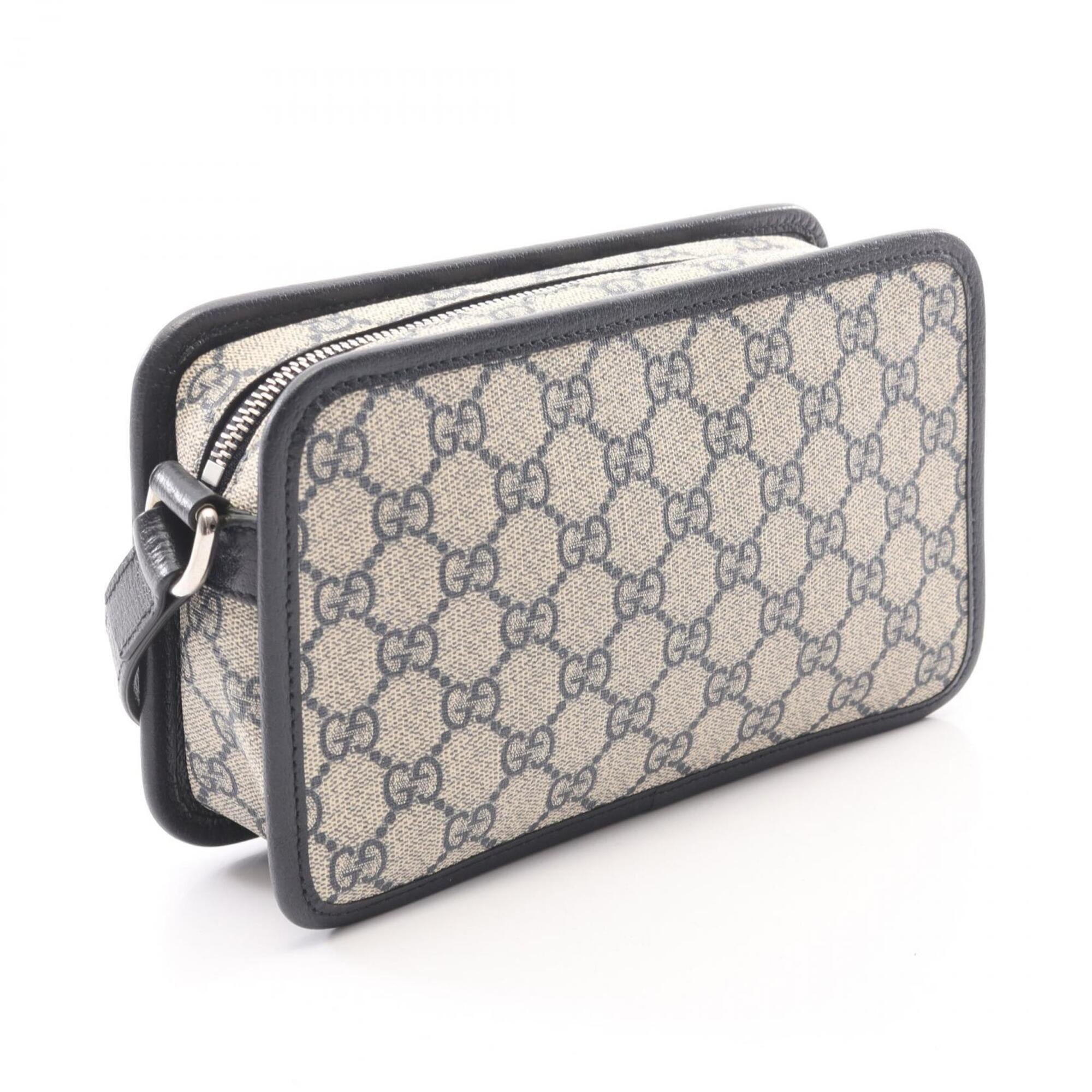 Gucci Beige Navy Coated Canvas Leather Handbag Shoulder Bag (Pre-Owned)