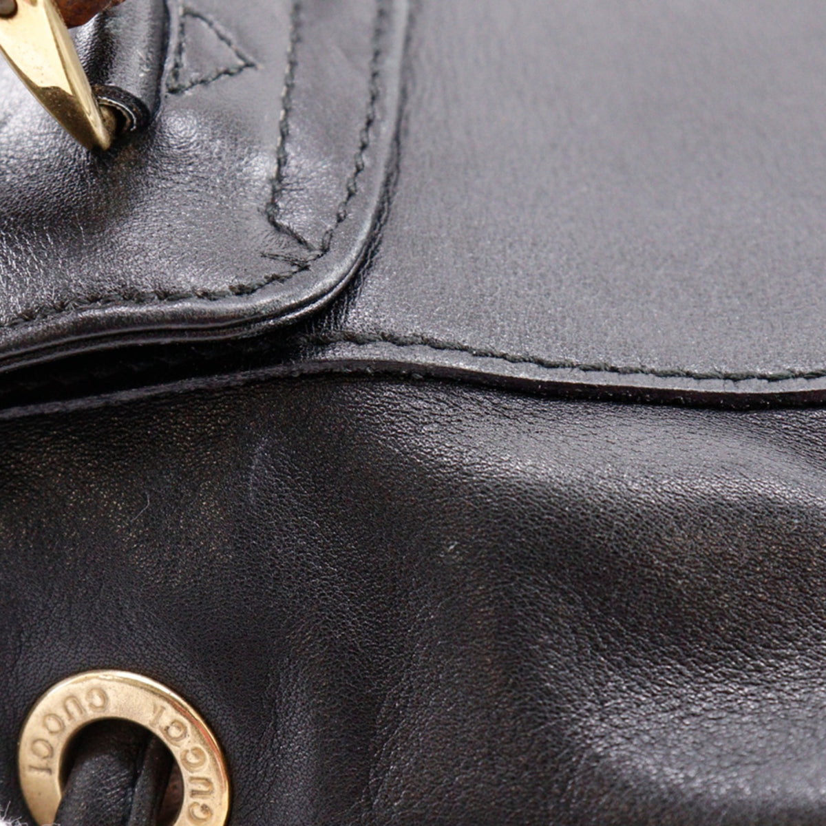 Gucci Bamboo Black Leather Backpack (Pre-Owned)