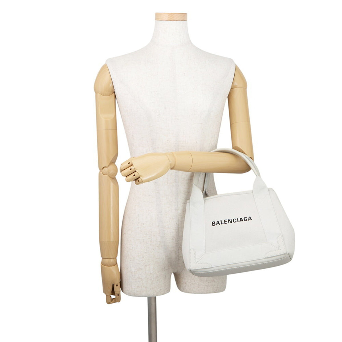 Balenciaga White Canvas Leather Handbag Pouch (Pre-Owned)