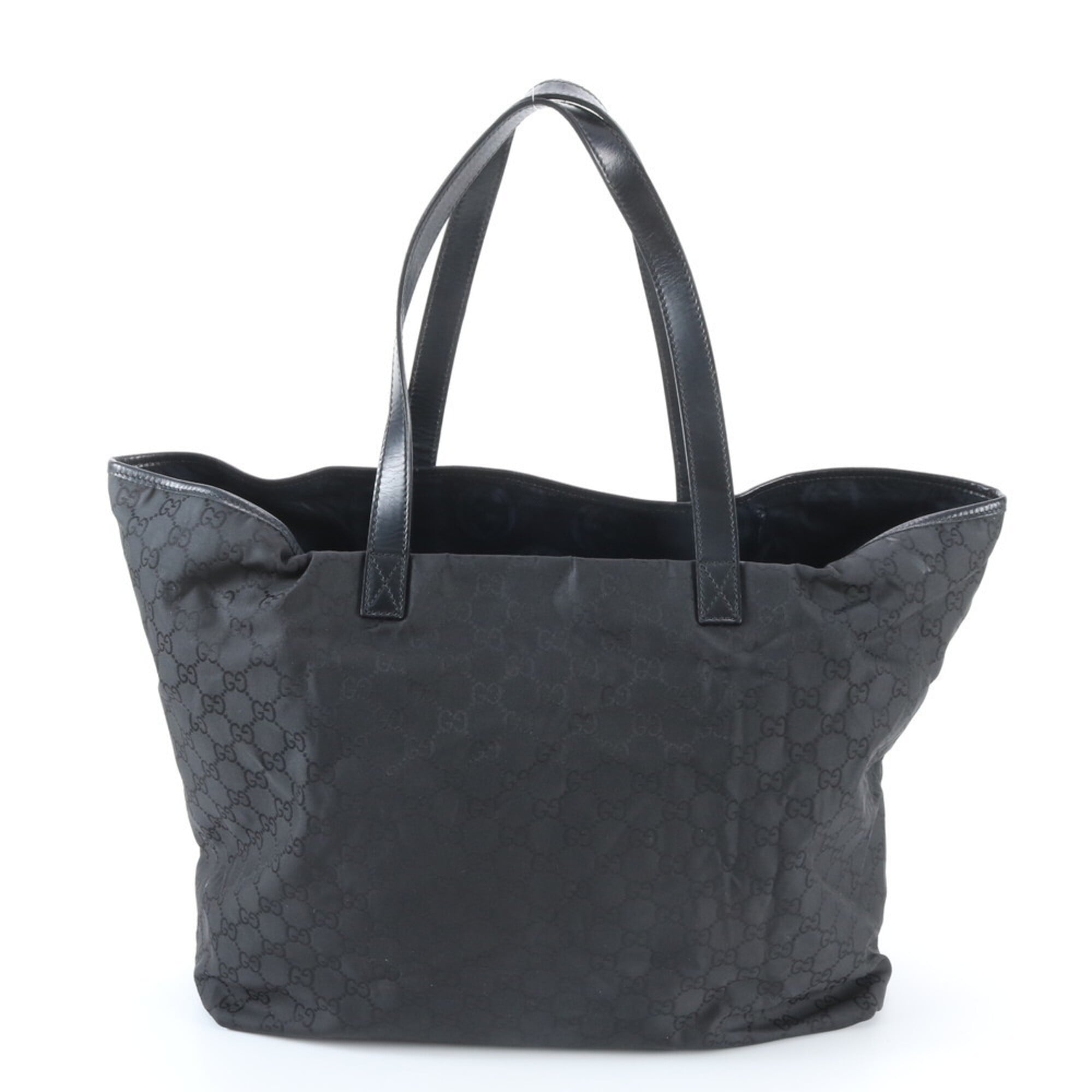 Gucci Black Leather Nylon Handbag Tote Bag (Pre-Owned)