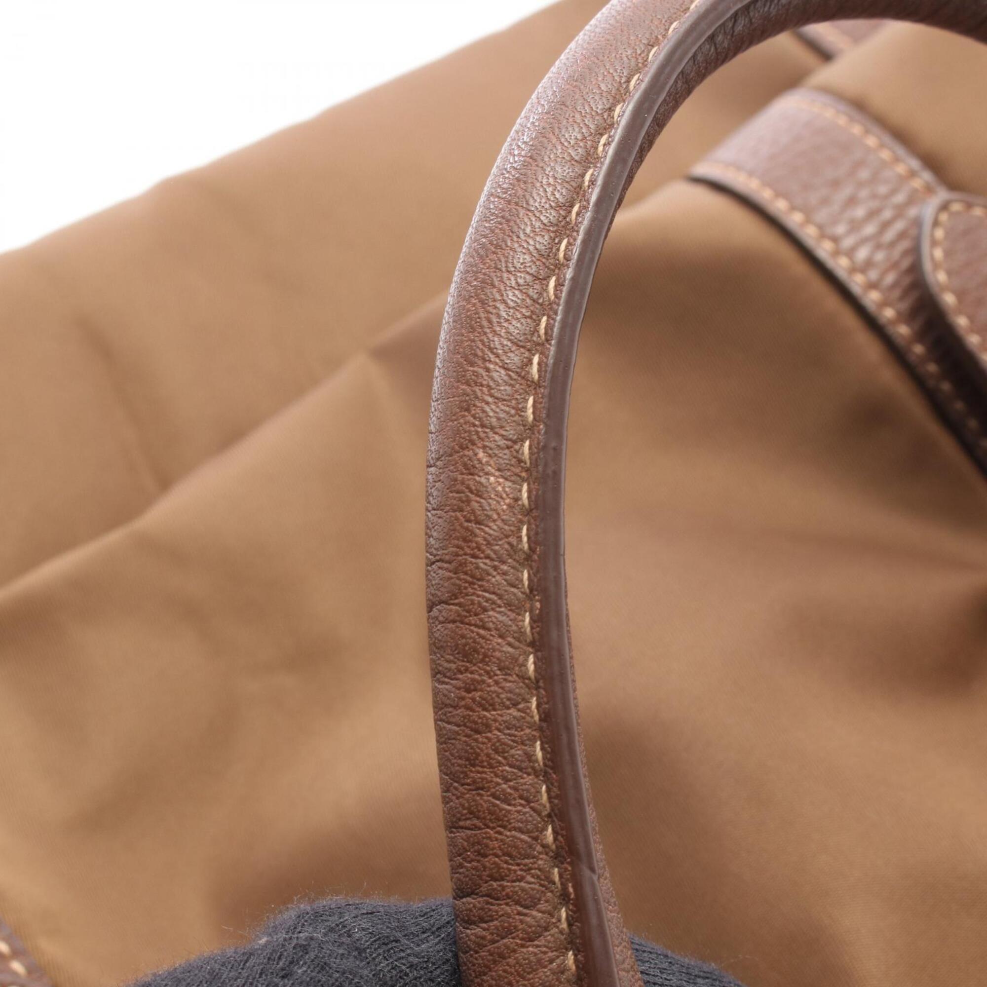 Prada Brown Nylon Leather Handbag (Pre-Owned)