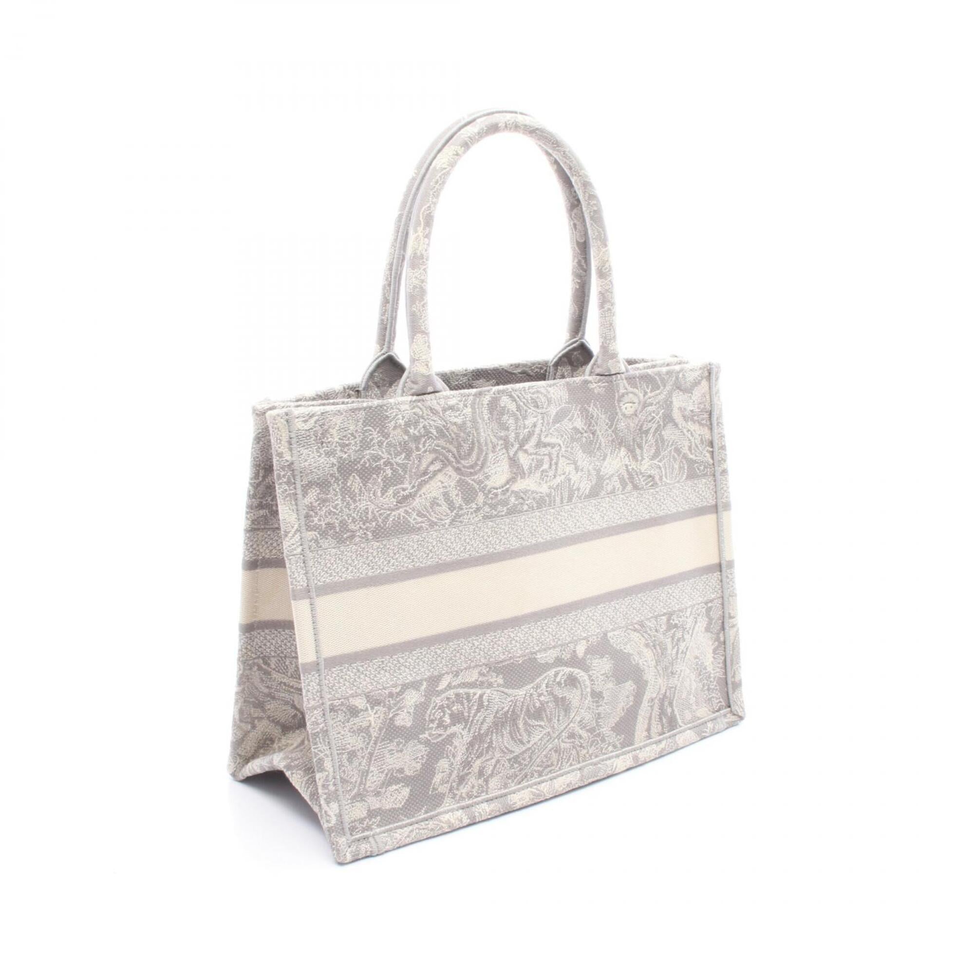 Christian Dior Gray White Canvas Handbag Tote Bag (Pre-Owned)
