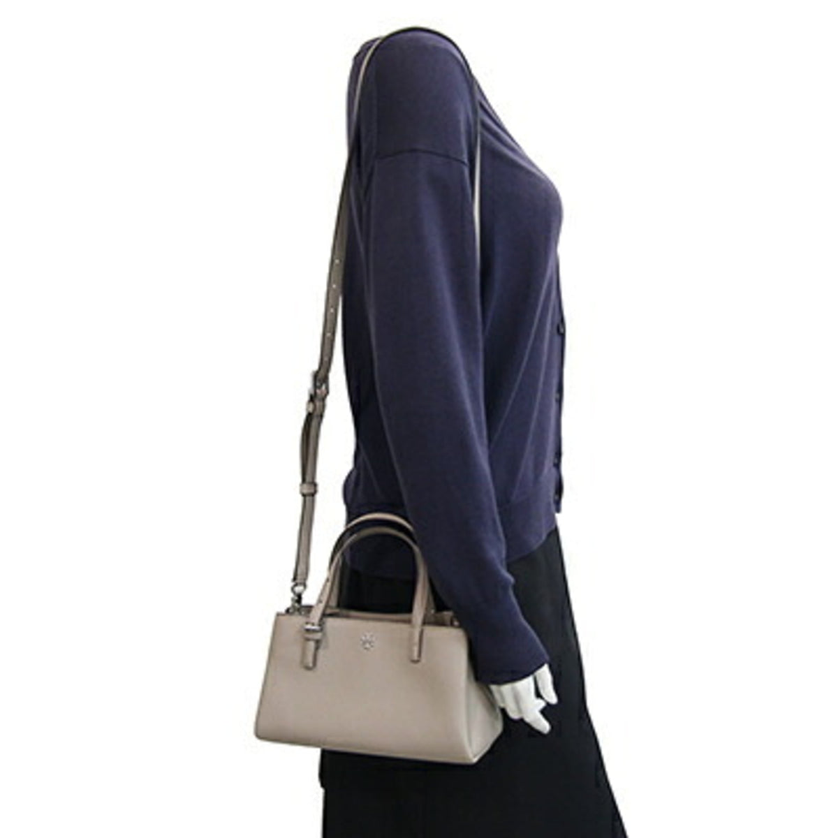 Tory Burch Grayish Leather Handbag (Pre-Owned)