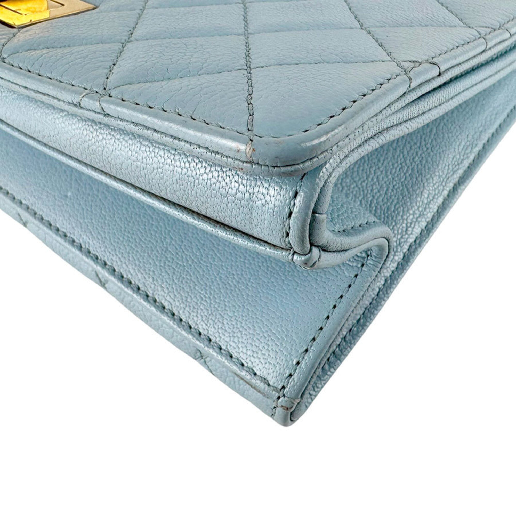 Chanel Blue Leather Handbag Shoulder Bag (Pre-Owned)