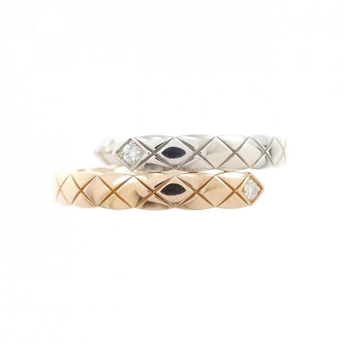 Chanel Pink Gold (18K) White Gold (18K) Band Ring (Pre-Owned)