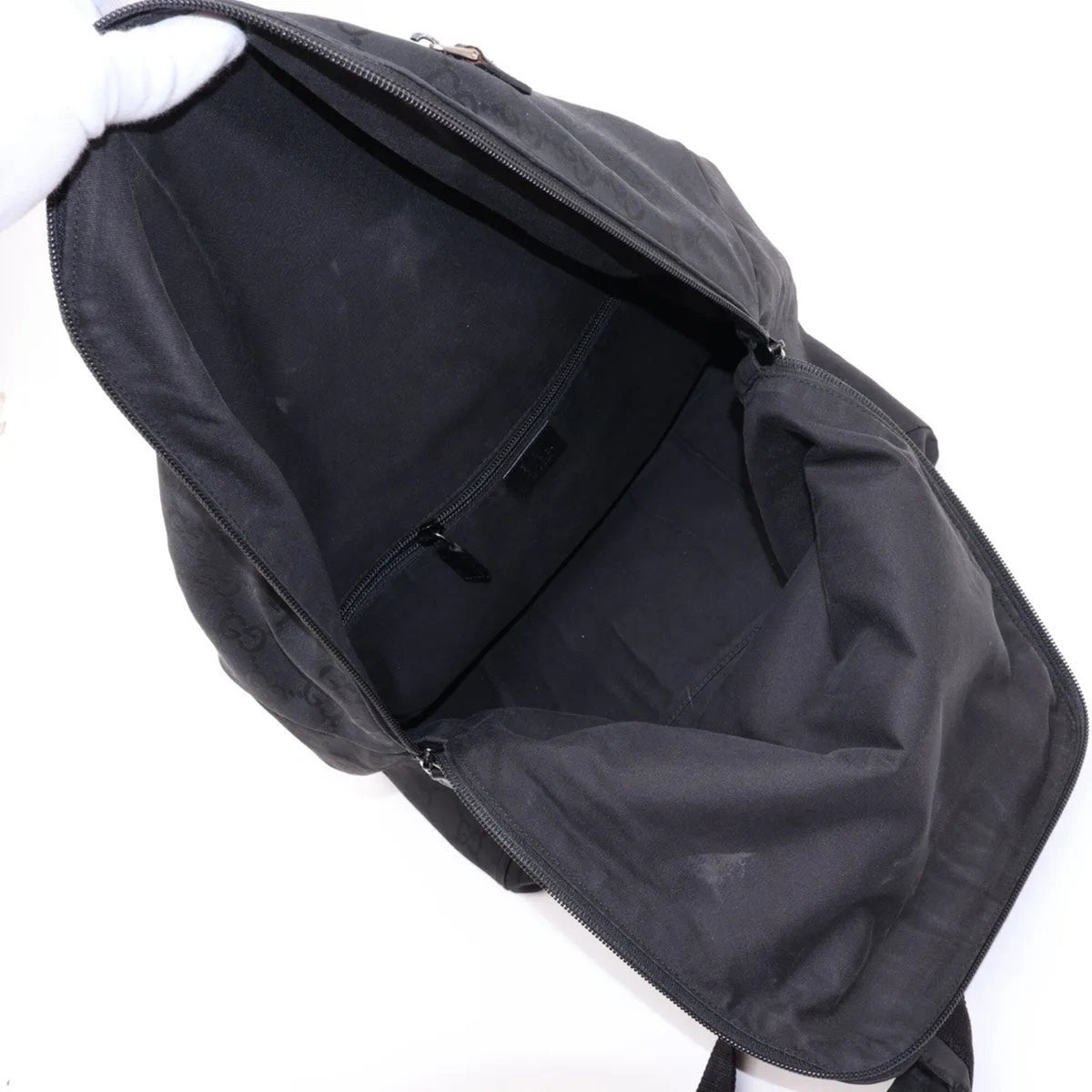 Gucci Black Leather Nylon Backpack Shoulder Bag (Pre-Owned)