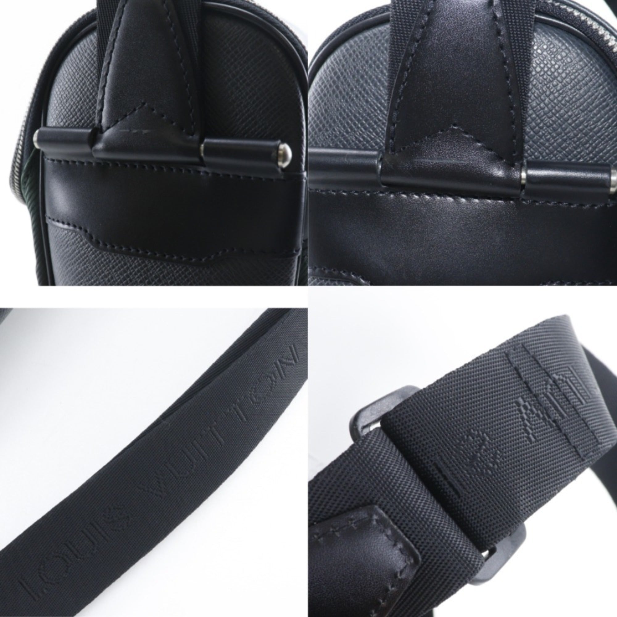 Louis Vuitton Ardoise Black Taiga Leather Nylon Canvas Shoulder Bag (Pre-Owned)