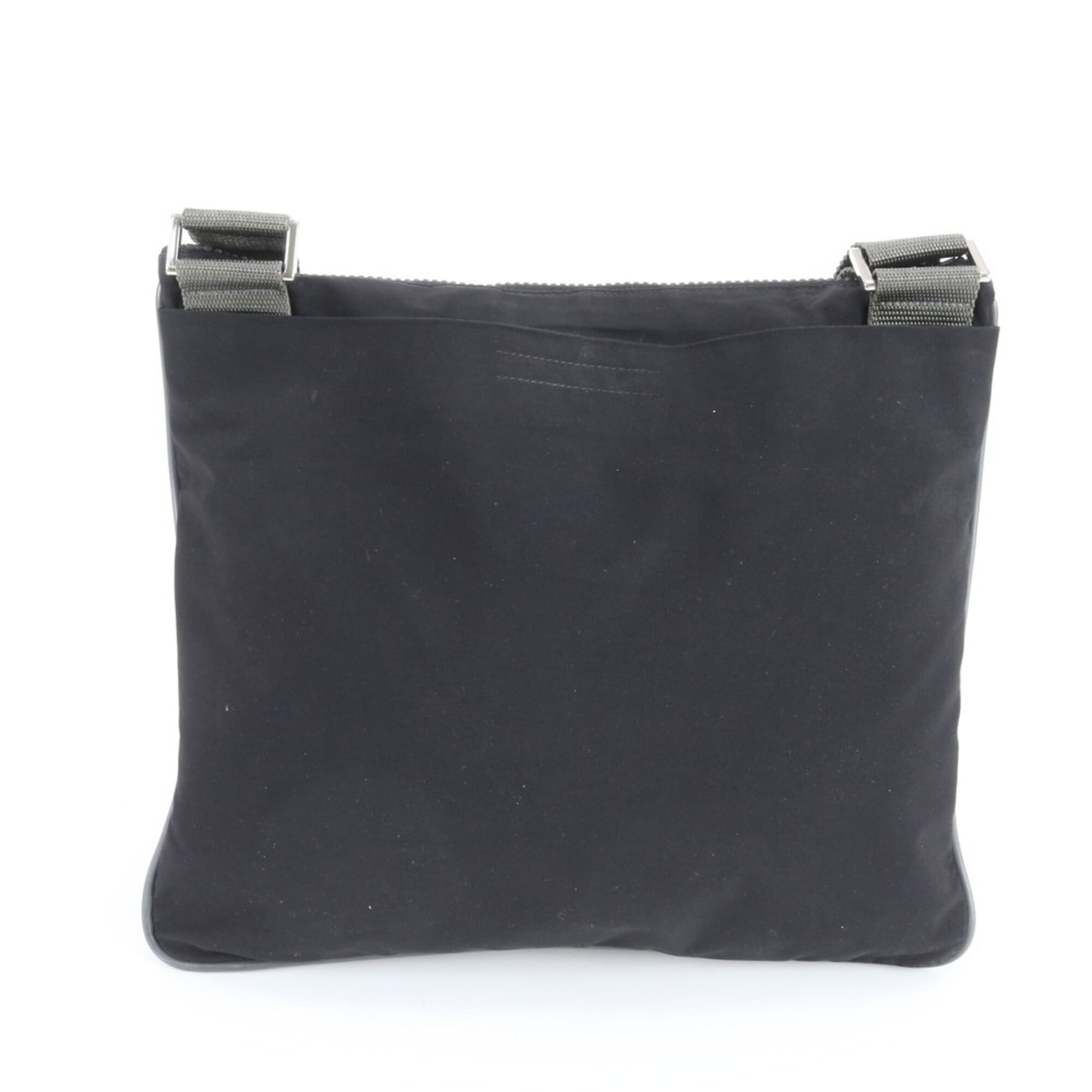 Pradasports Black Gray Leather Nylon Shoulder Bag (Pre-Owned)
