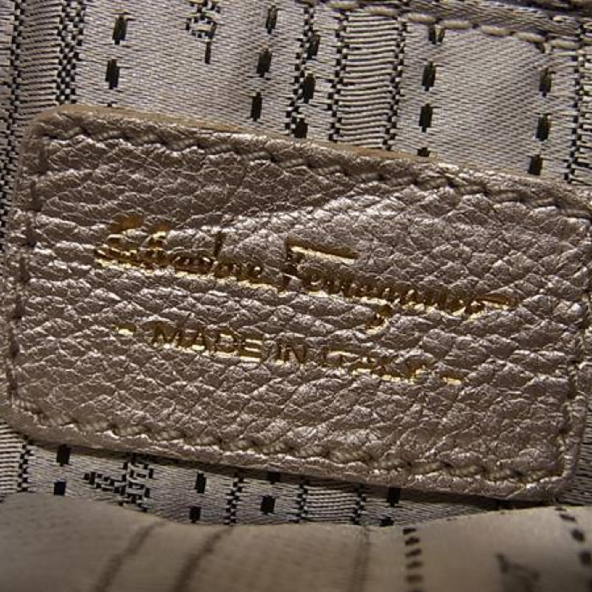 Salvatore Ferragamo Gancini Metallic Pink Beige Leather Handbag Shoulder Bag Tote Bag (Pre-Owned)