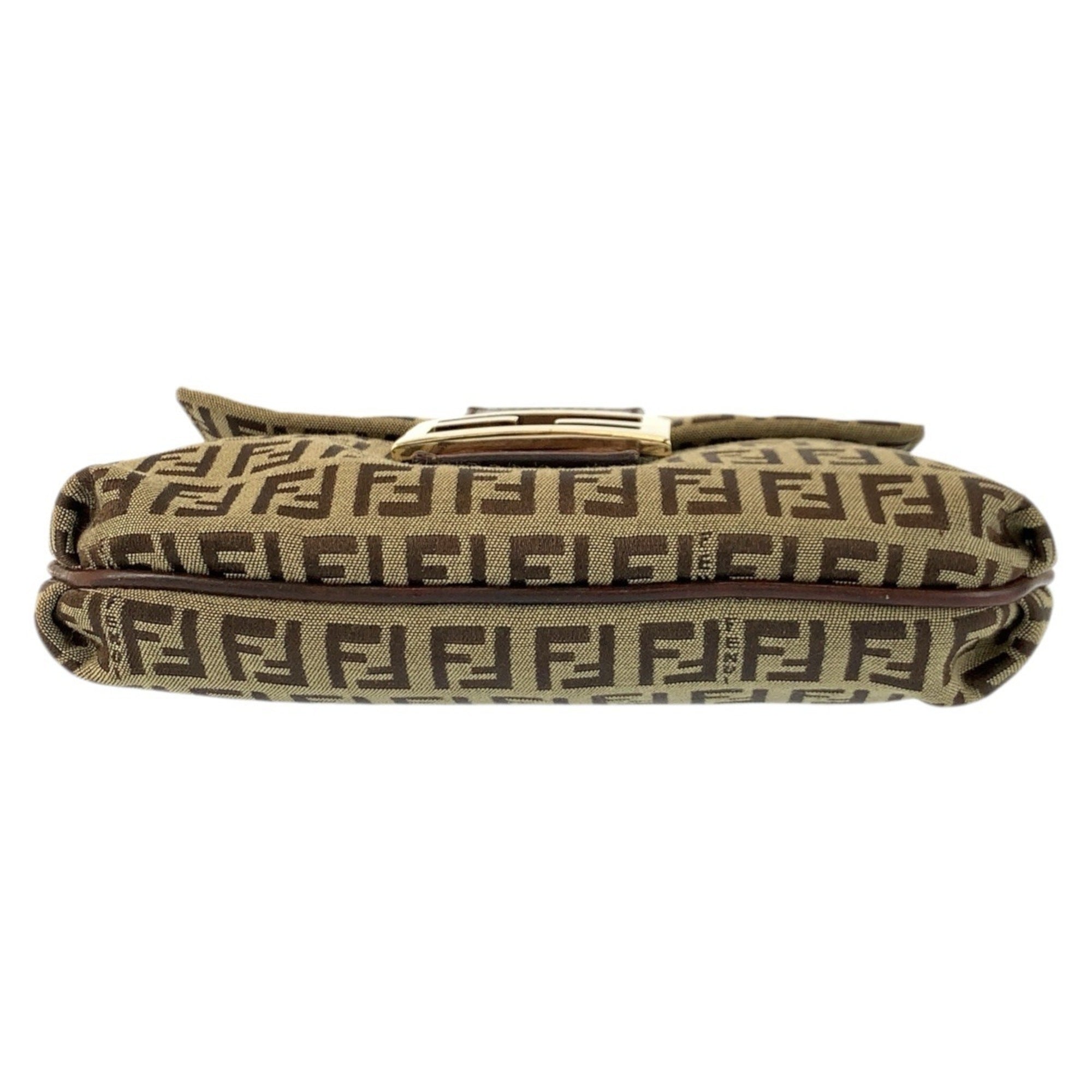 Fendi Brown Canvas Leather Pochette Shoulder Bag (Pre-Owned)