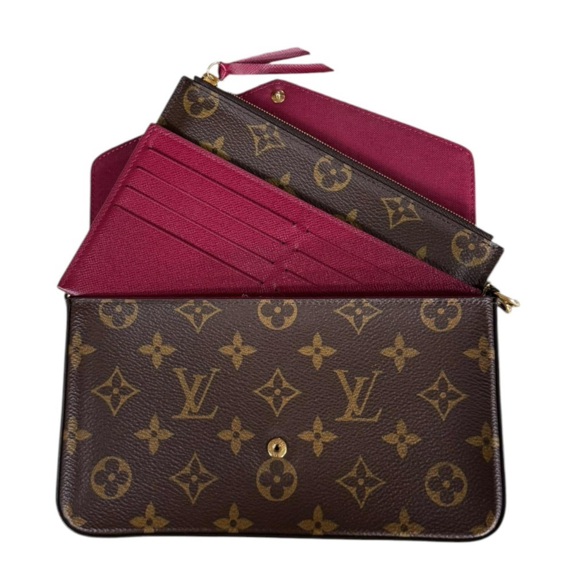 Louis Vuitton Brown Fuchsia Monogram Canvas Pochette Pouch Shoulder Bag (Pre-Owned)