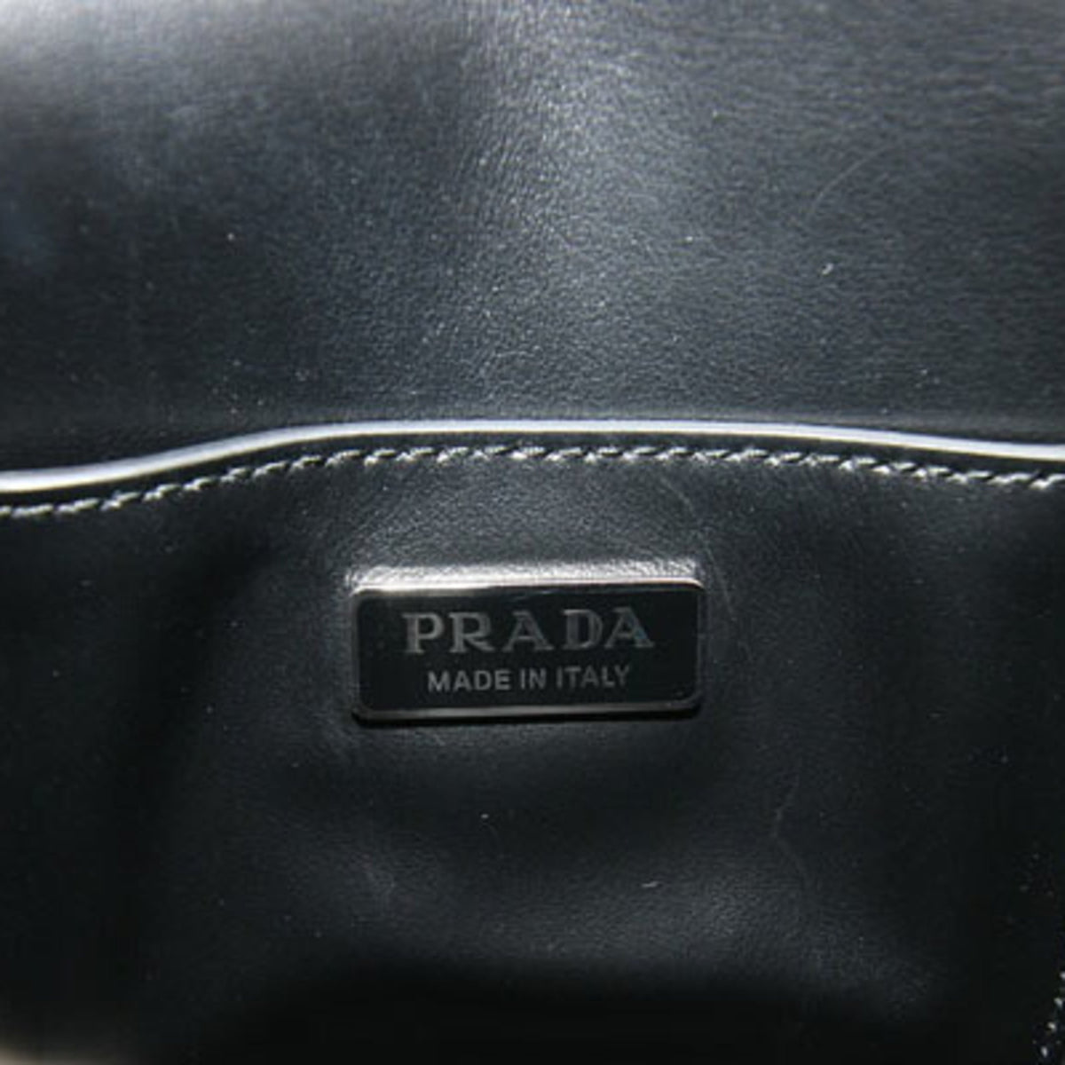 Prada Black White Leather Pochette Shoulder Bag (Pre-Owned)