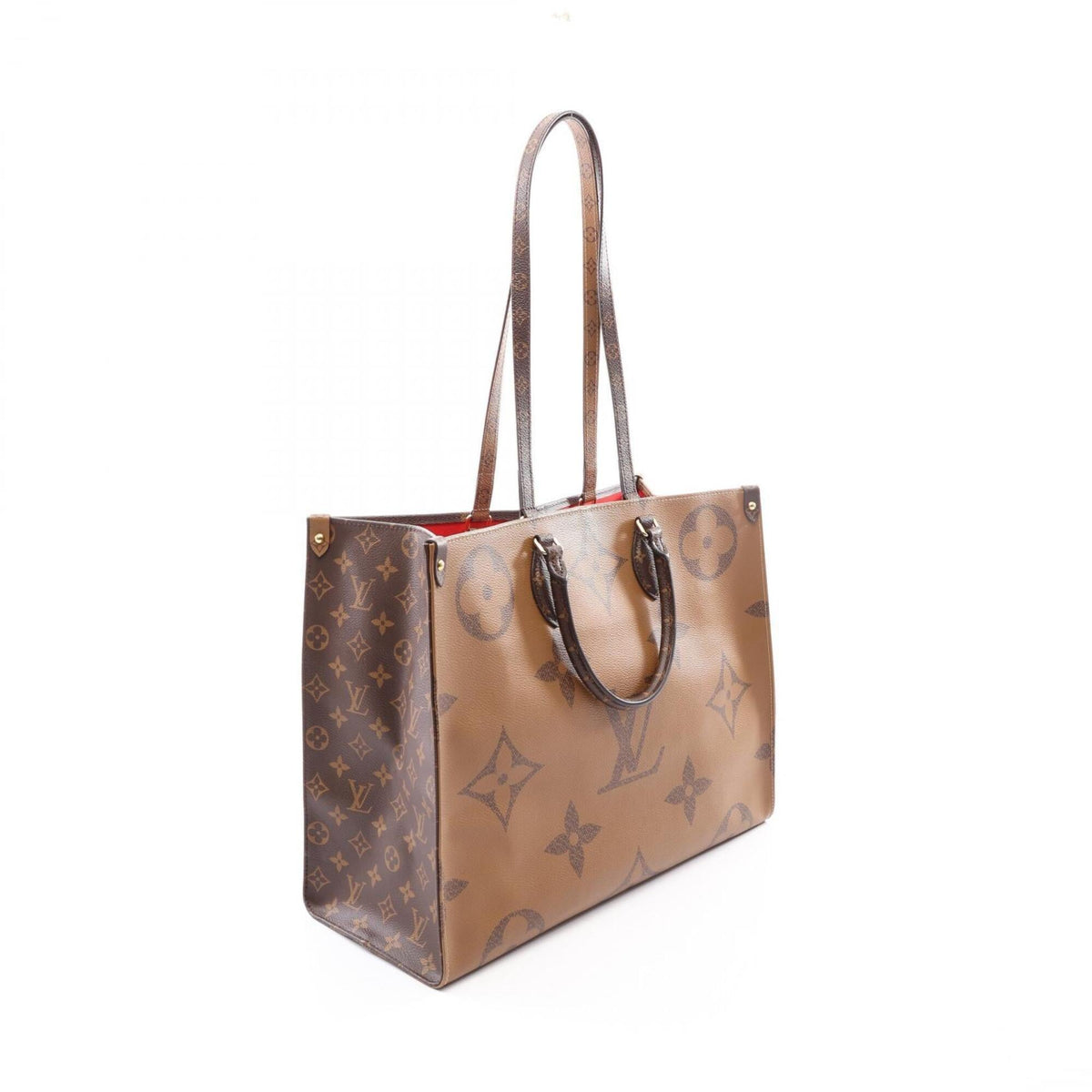 Louis Vuitton Beige Brown Coated Canvas Handbag Tote Bag (Pre-Owned)