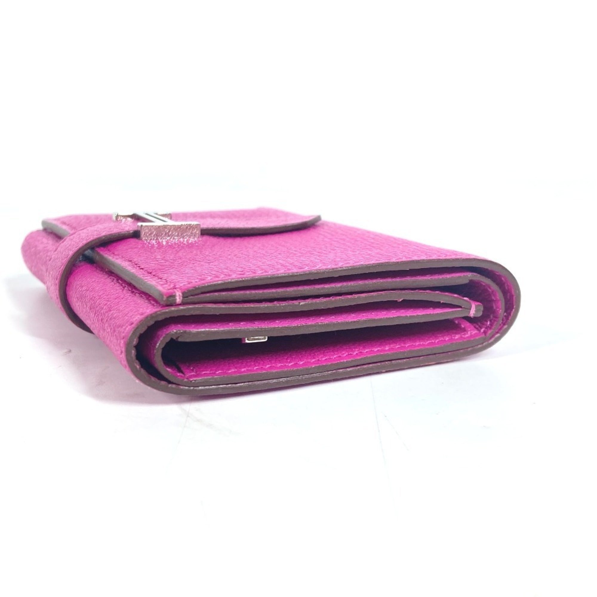 Hermes Pink Purple Chevre Leather Wallet (Tri-Fold) (Pre-Owned)