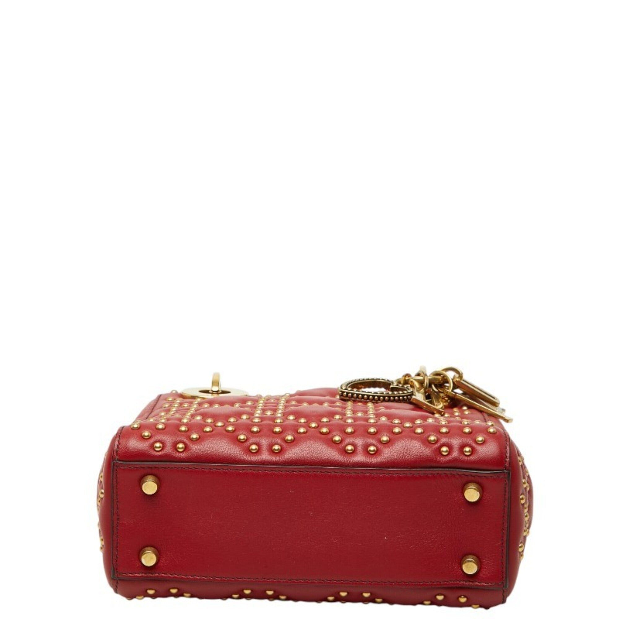 Christian Dior Red Color Leather Handbag Shoulder Bag (Pre-Owned)